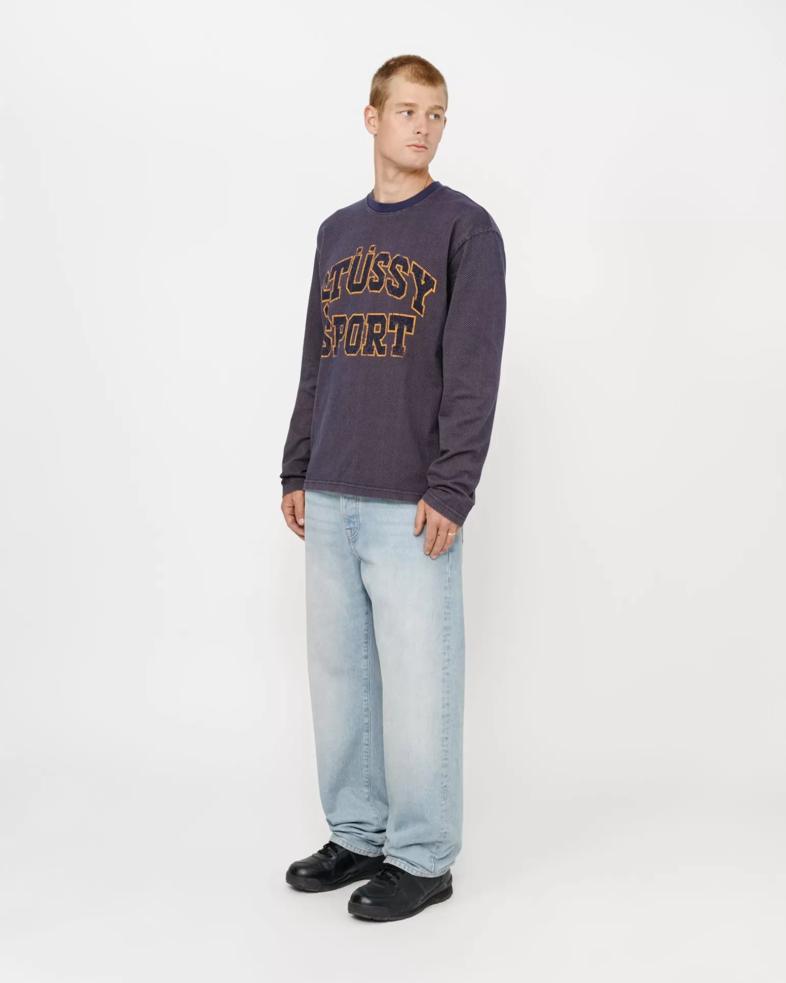 Best Sale Stüssy 2 TONE COTTON MESH CREW Navy