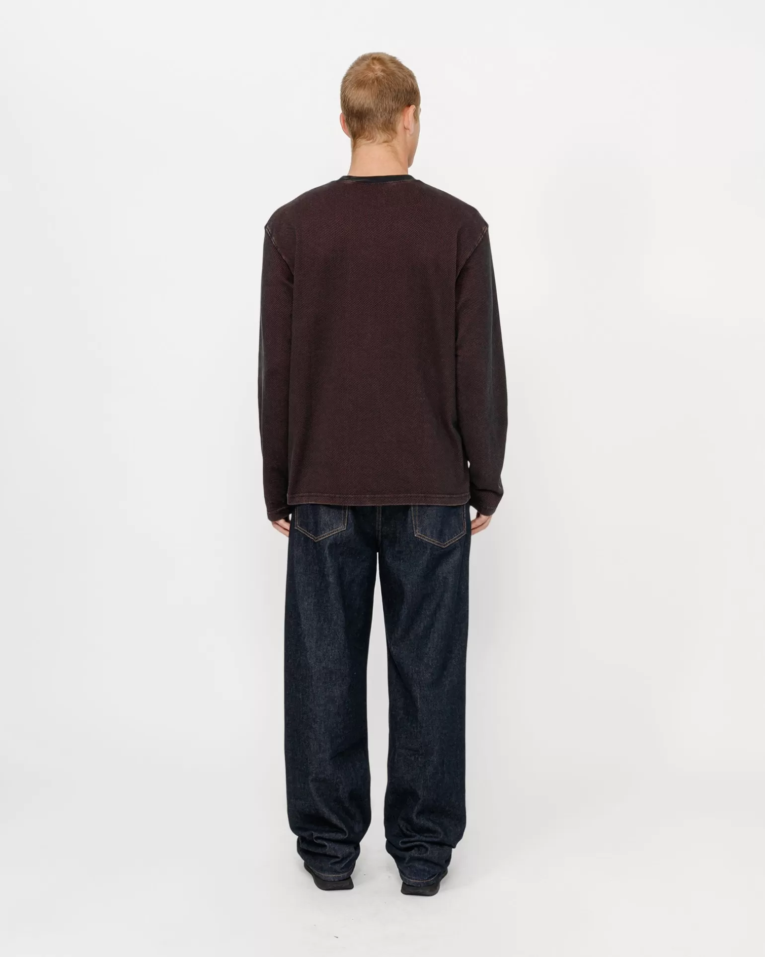 Sale Stüssy 2 TONE COTTON MESH CREW Black