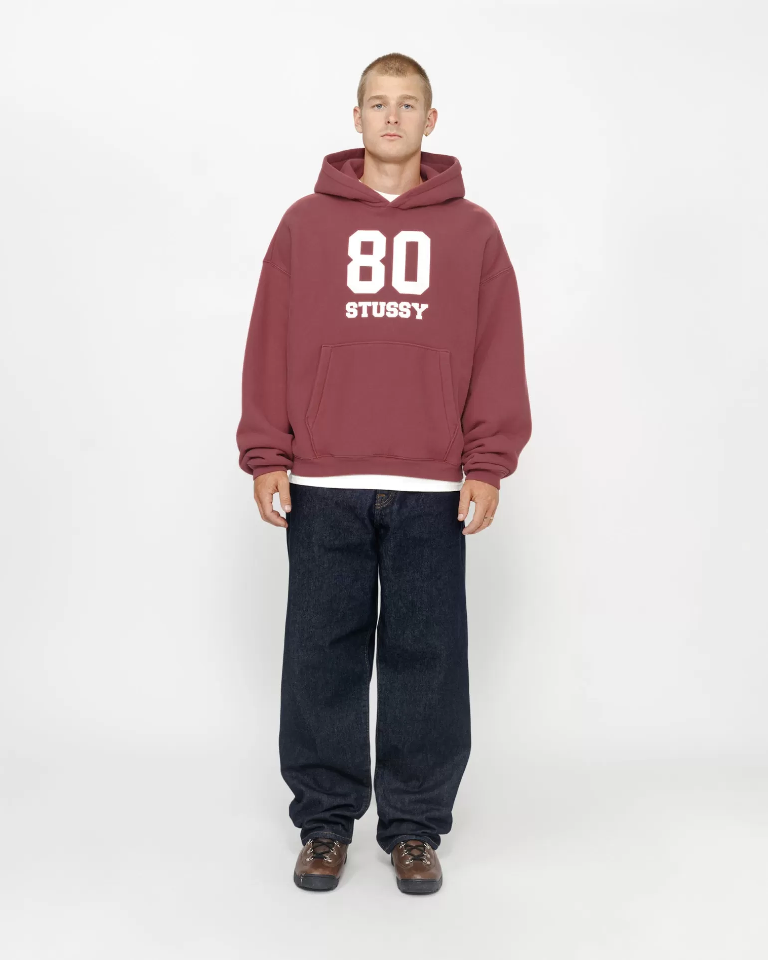 Sale Stüssy 80 RELAXED HOODIE Oxblood