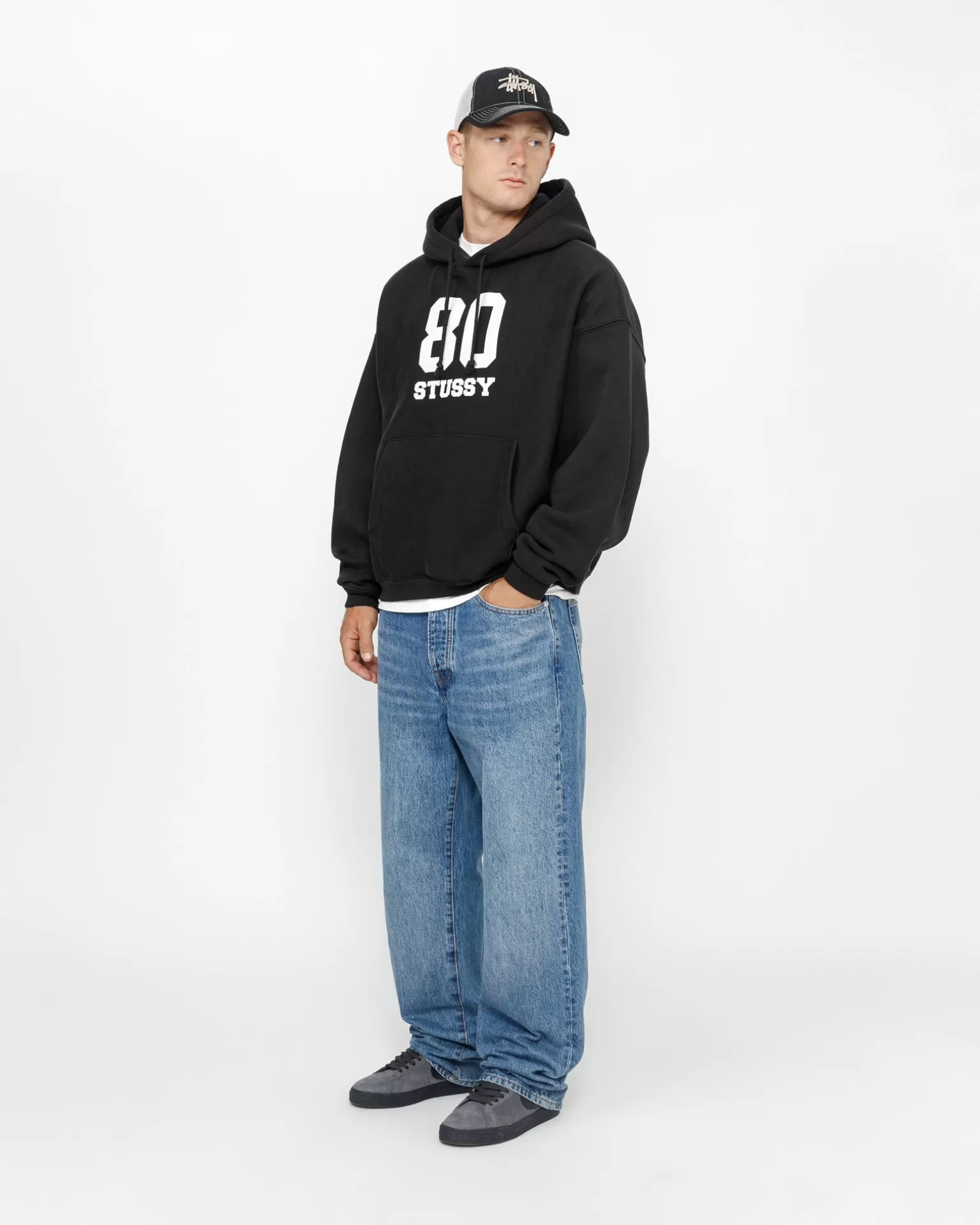 Sale Stüssy 80 RELAXED HOODIE Washed Black
