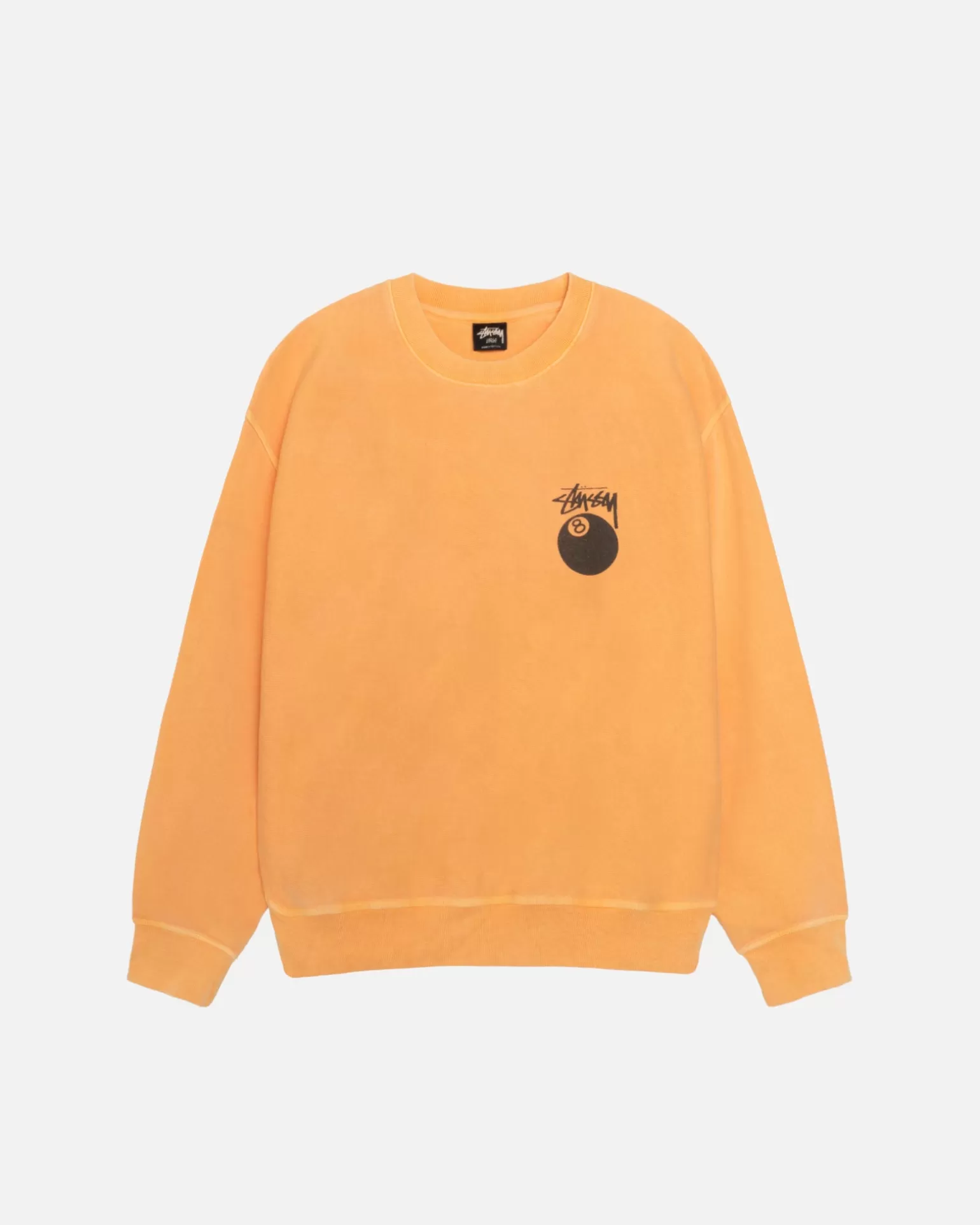 New Stüssy 8 BALL CREW PIGMENT DYED Orange