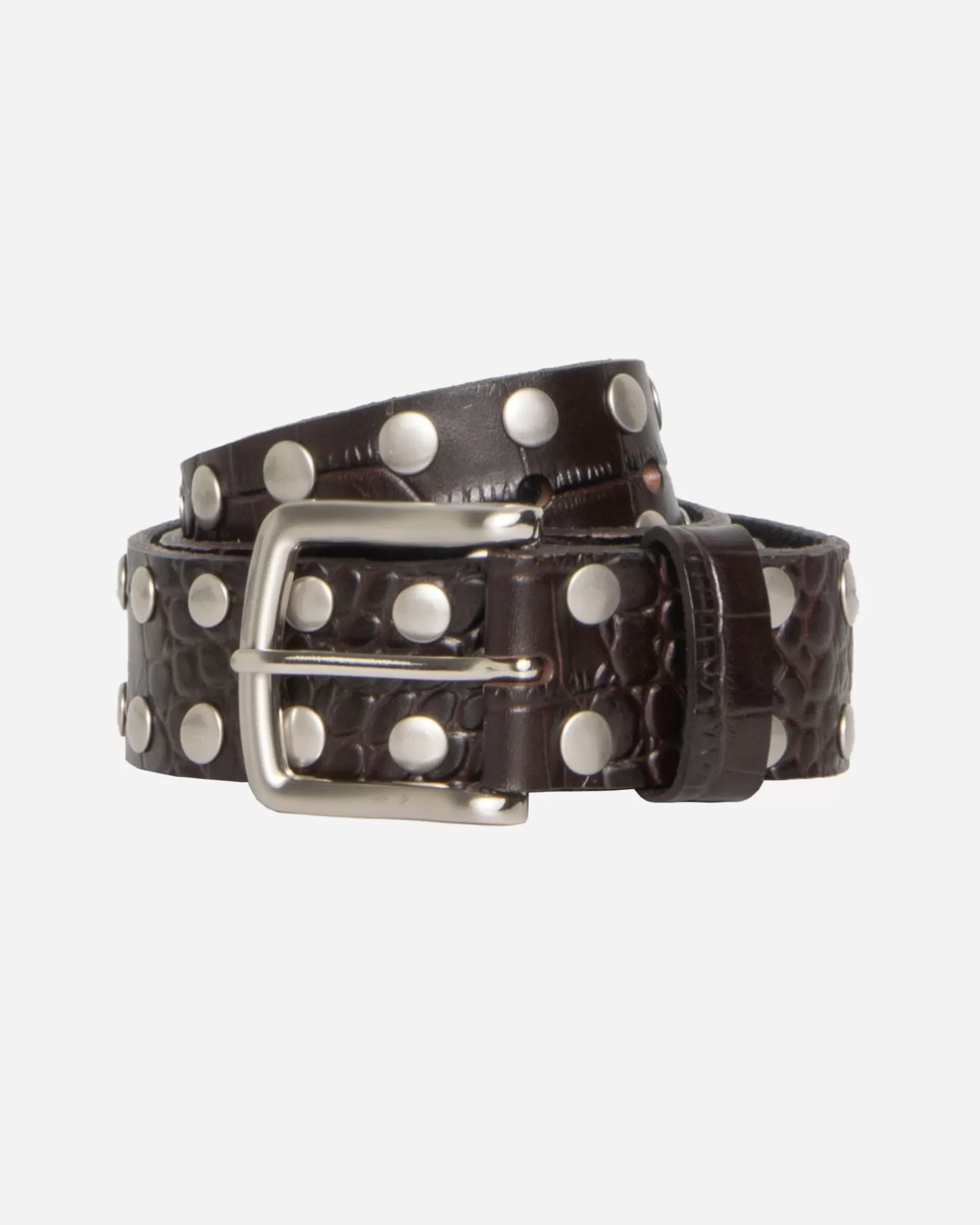 New Stüssy 8 BALL STUDDED BELT Brown Textured Leather