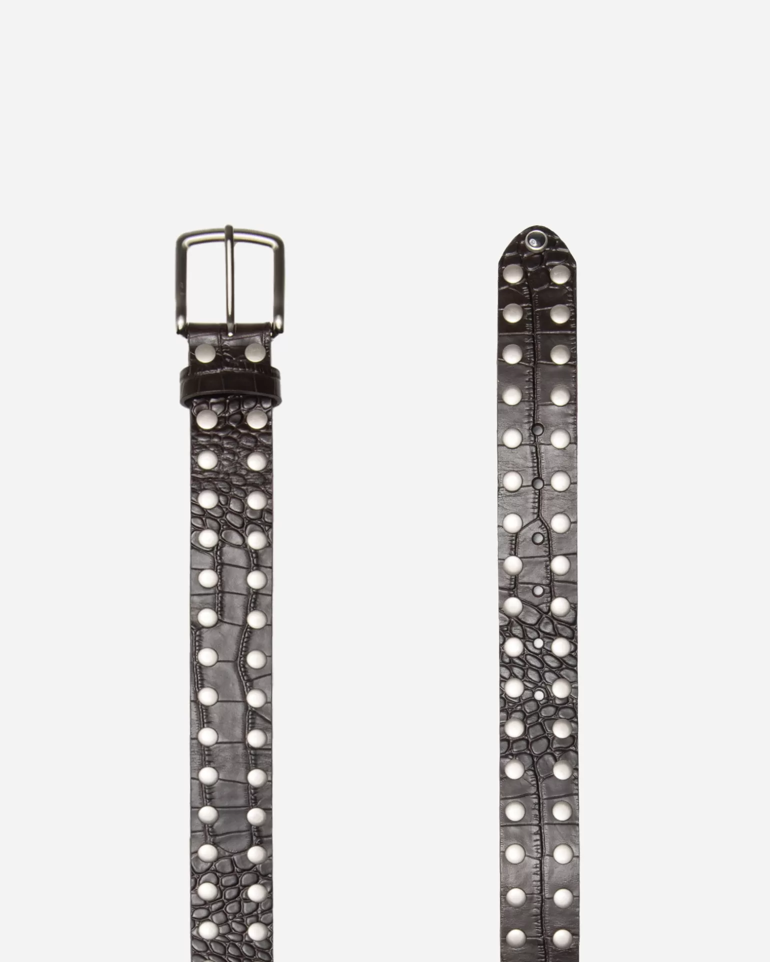 New Stüssy 8 BALL STUDDED BELT Brown Textured Leather