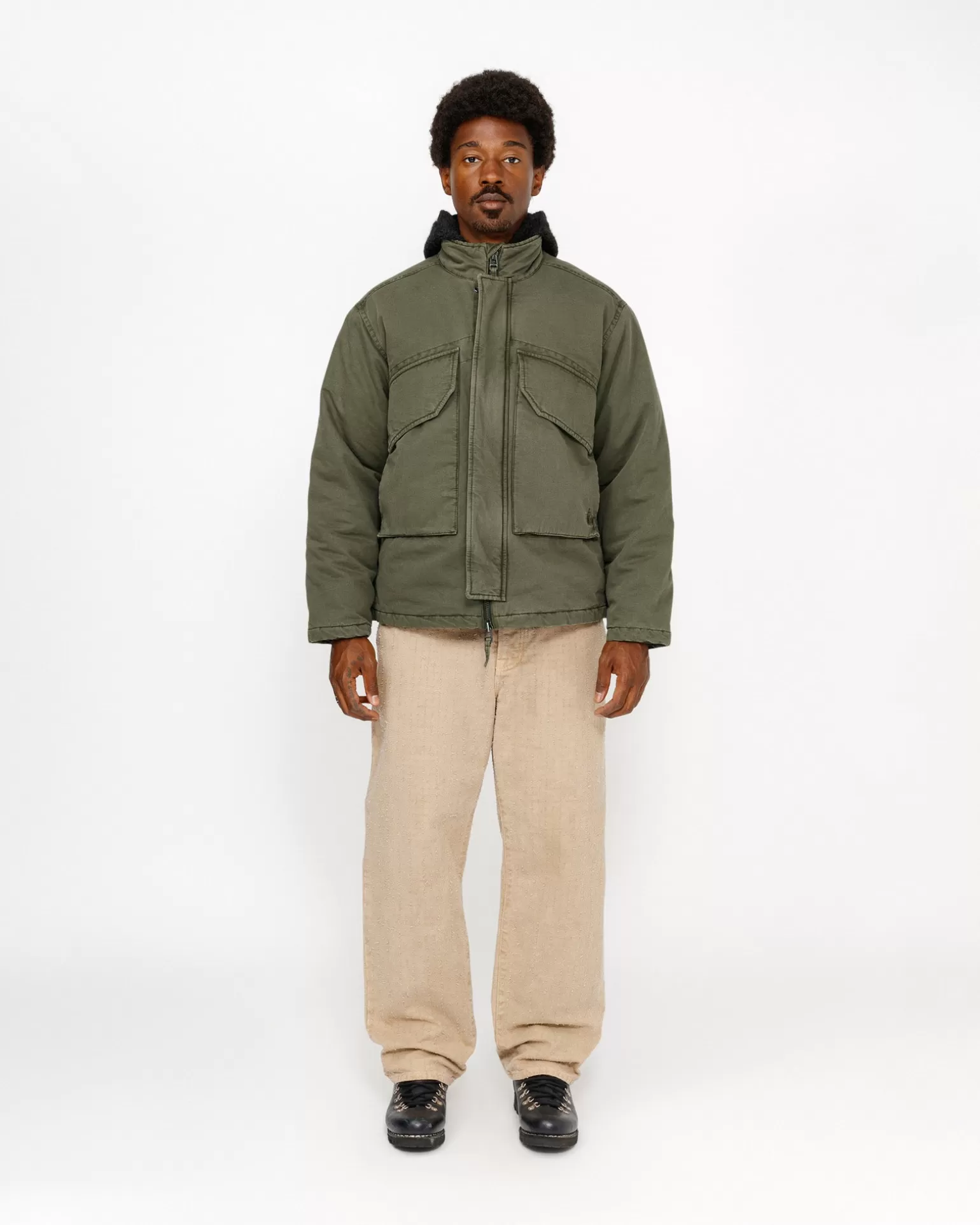 New Stüssy BIG OL' JEAN CANVAS NEEDLEPUNCH Khaki