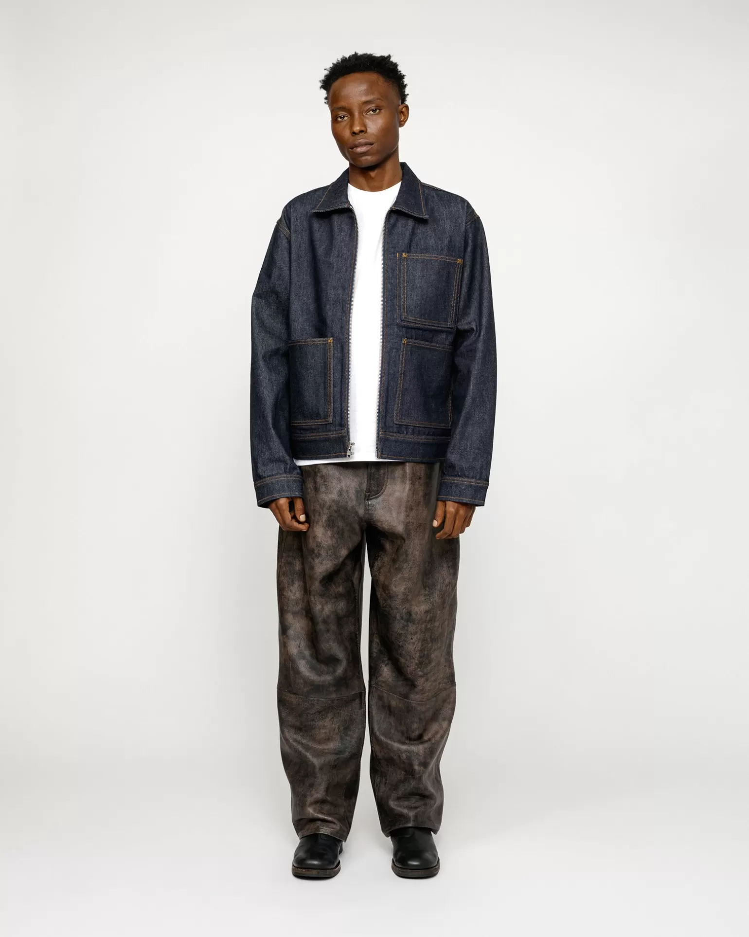 Store Stüssy BIG OL' JEAN STONEWASHED LEATHER Black Leather