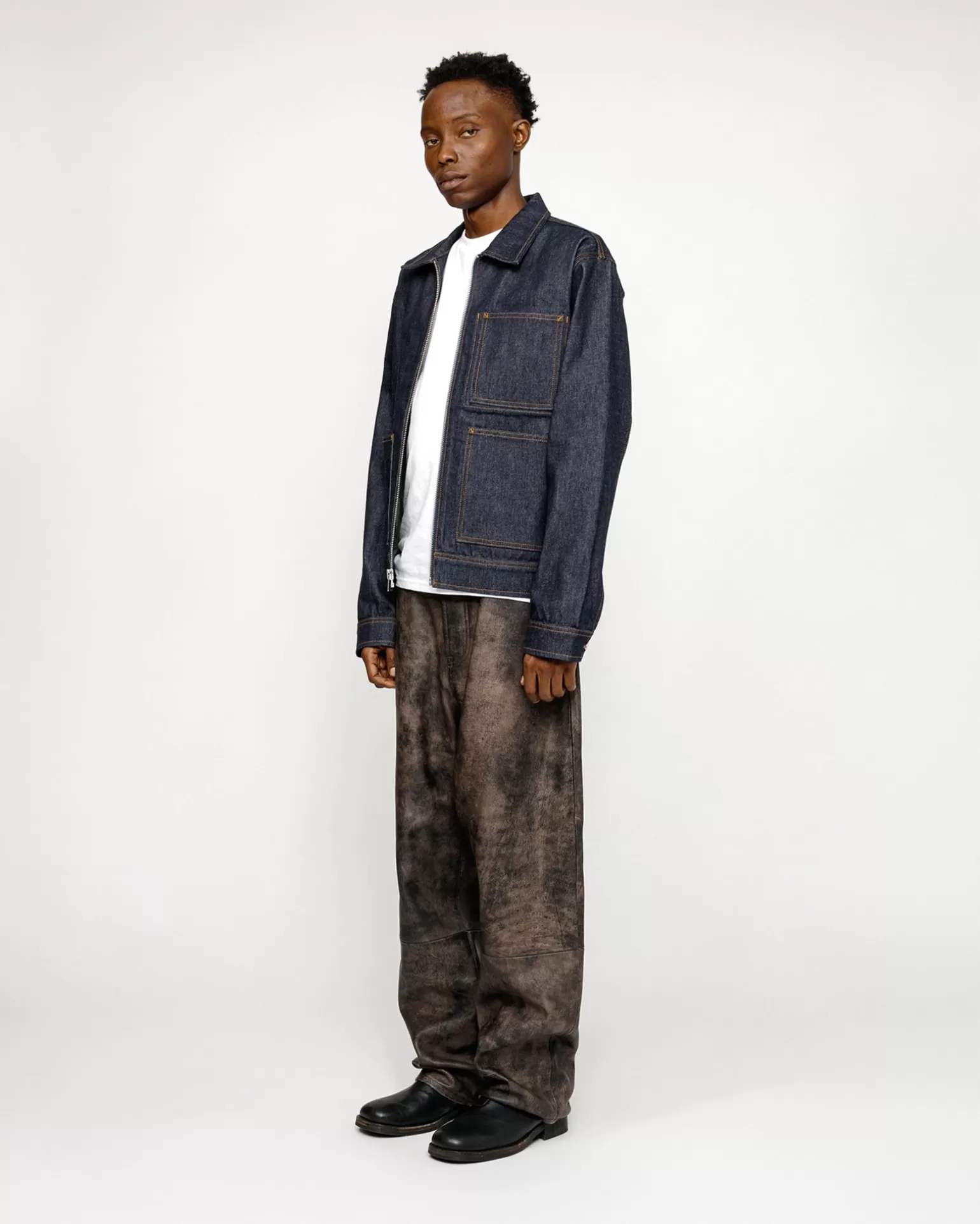 Store Stüssy BIG OL' JEAN STONEWASHED LEATHER Black Leather