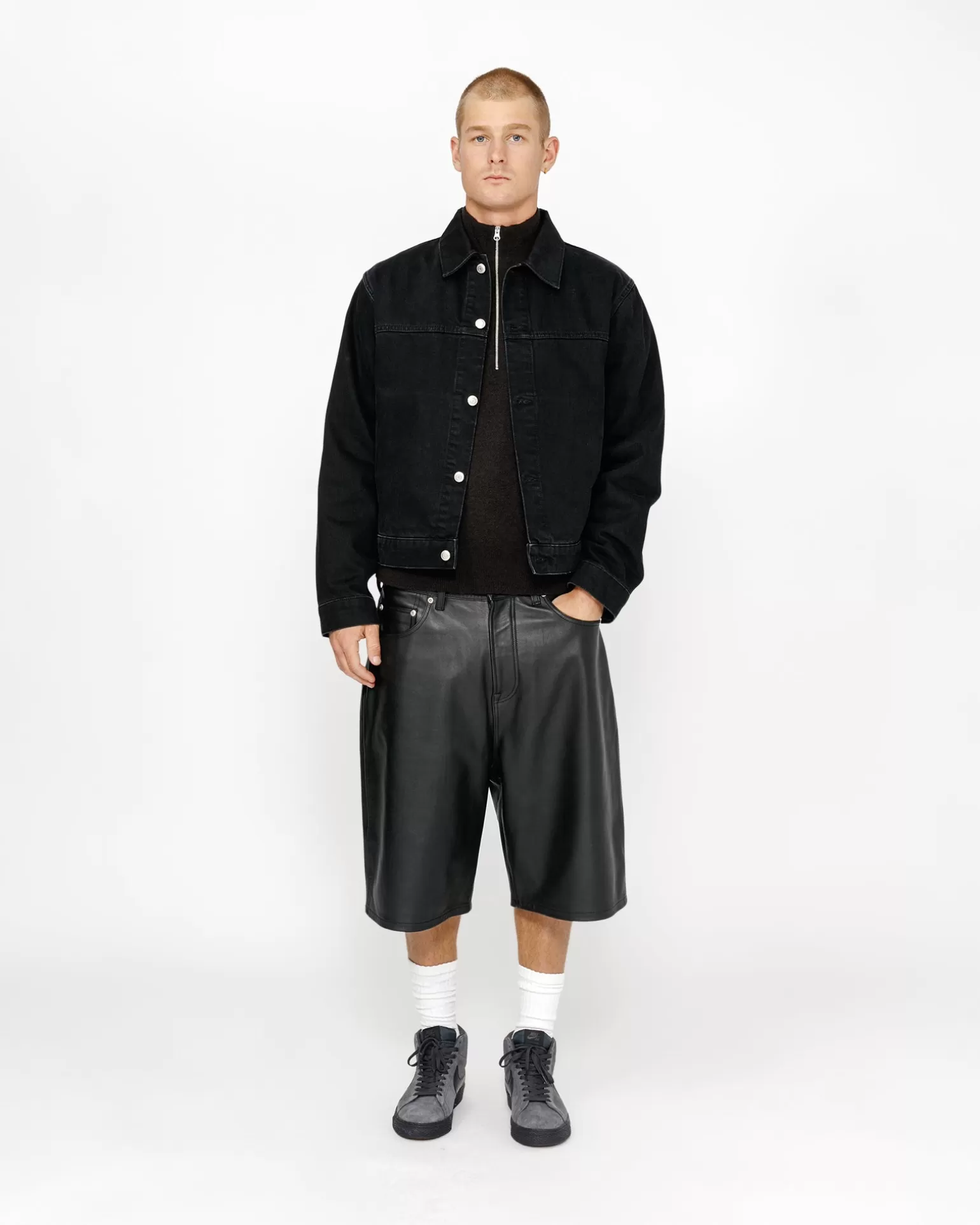Fashion Stüssy BIG OL' SHORT LEATHER Black