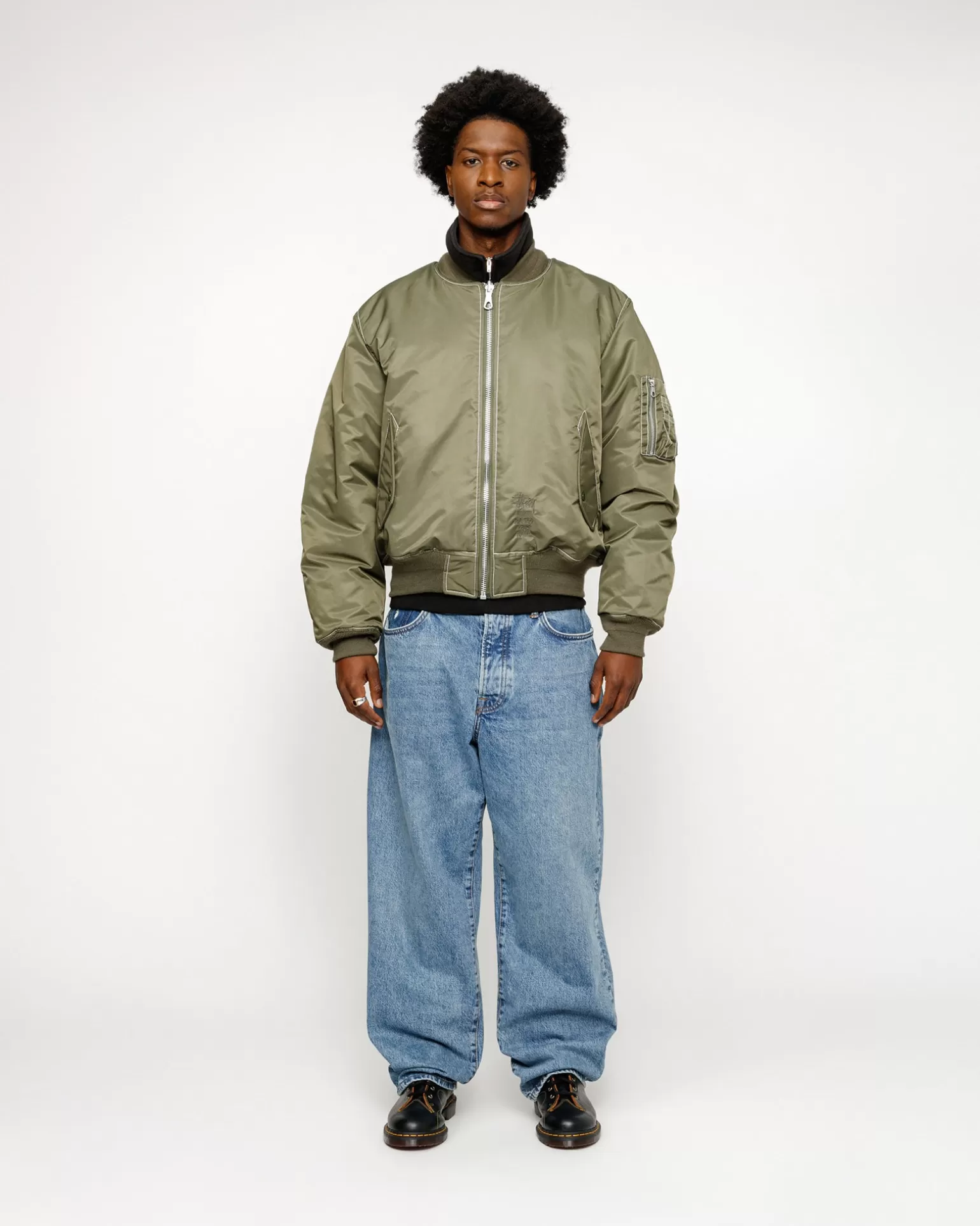 Best Stüssy BUILT REVERSIBLE BOMBER JACKET Olive