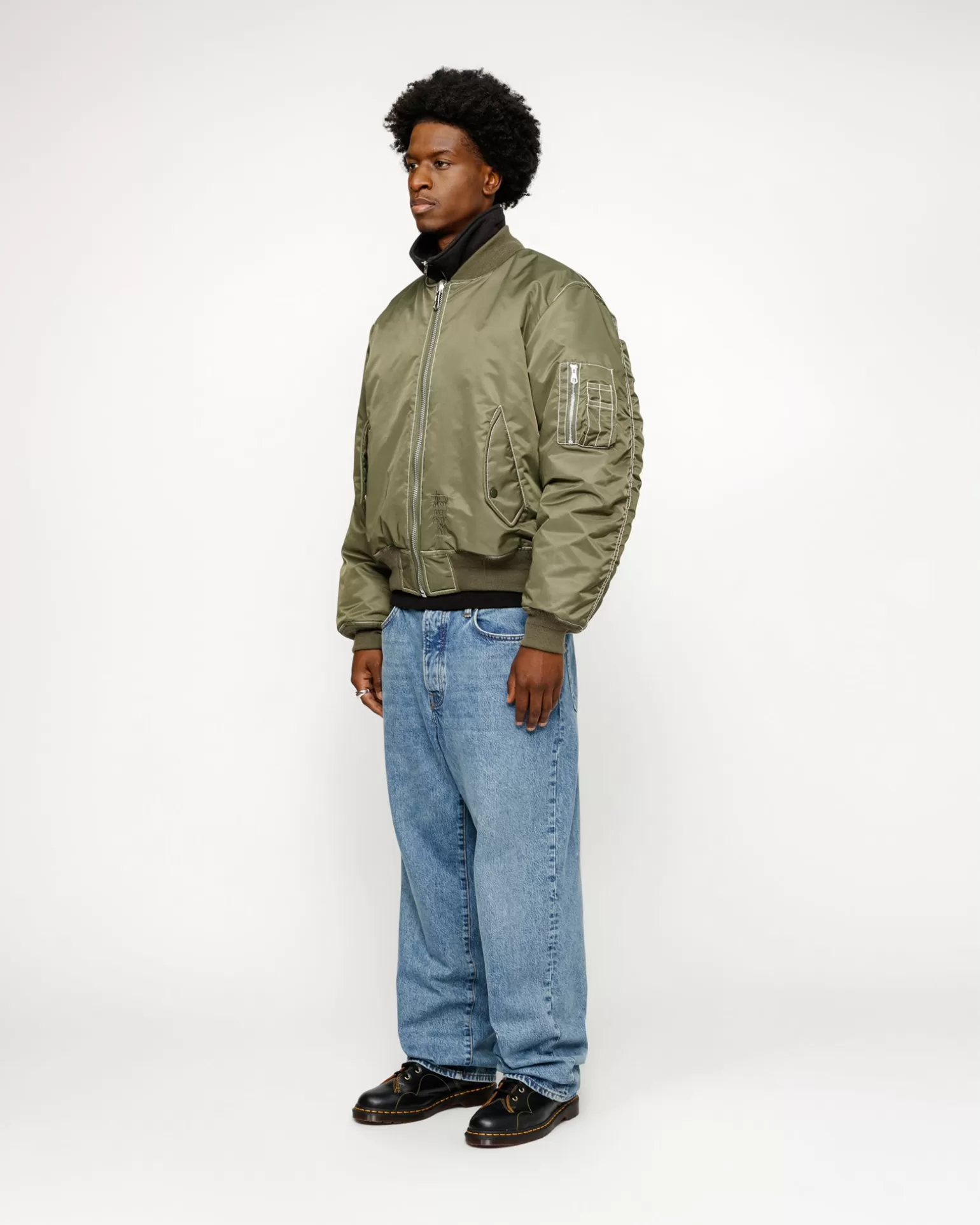 Best Stüssy BUILT REVERSIBLE BOMBER JACKET Olive