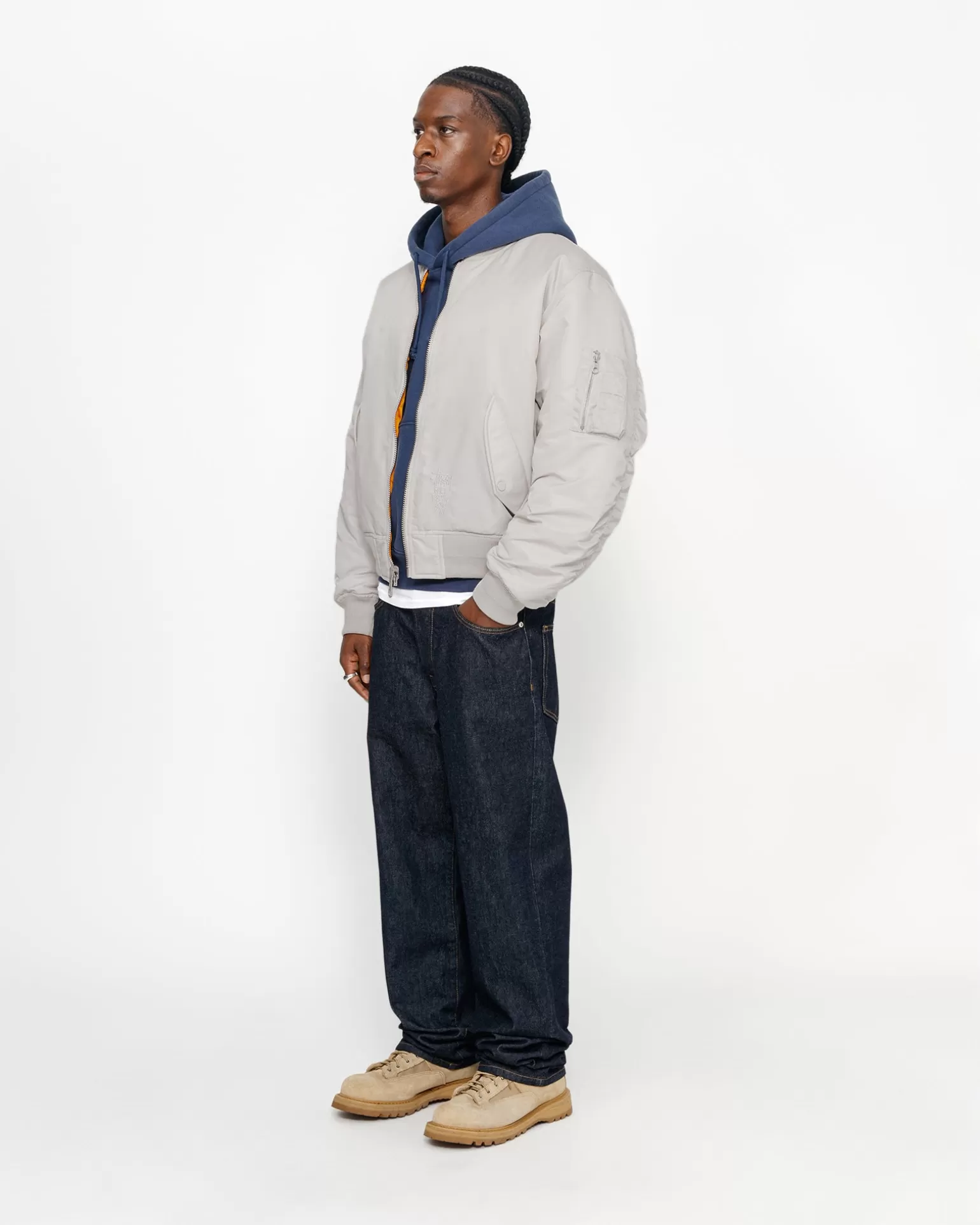Best Sale Stüssy BUILT REVERSIBLE BOMBER JACKET Grey