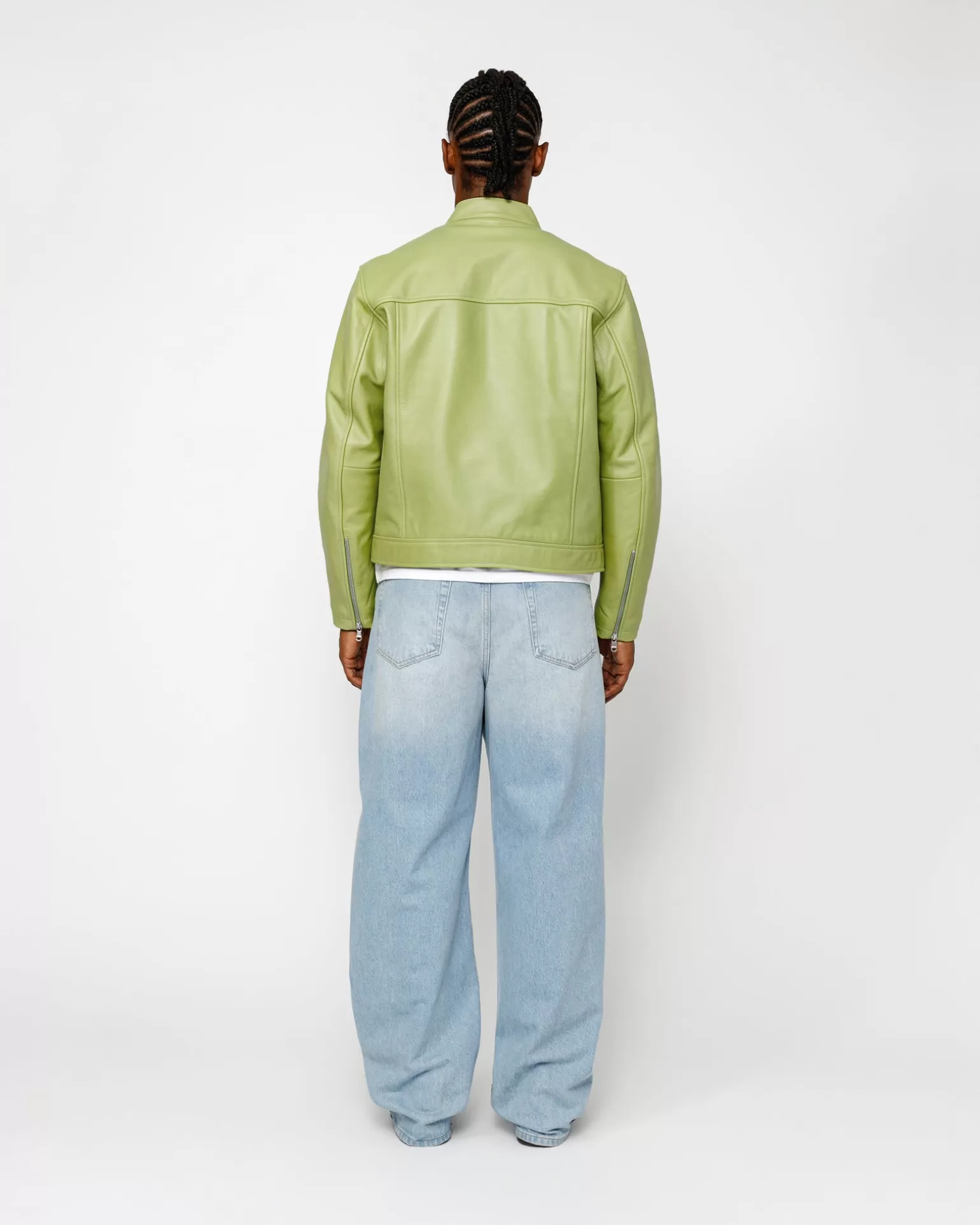 Best Stüssy CAFE RACER LEATHER JACKET Lime