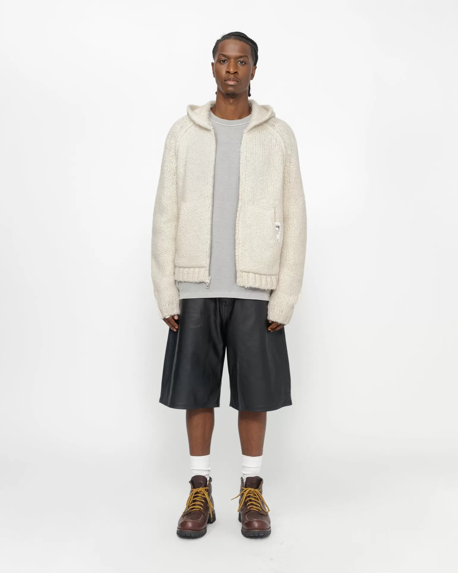 Best Stüssy CHUNKY KNIT ZIP HOODIE Ivory