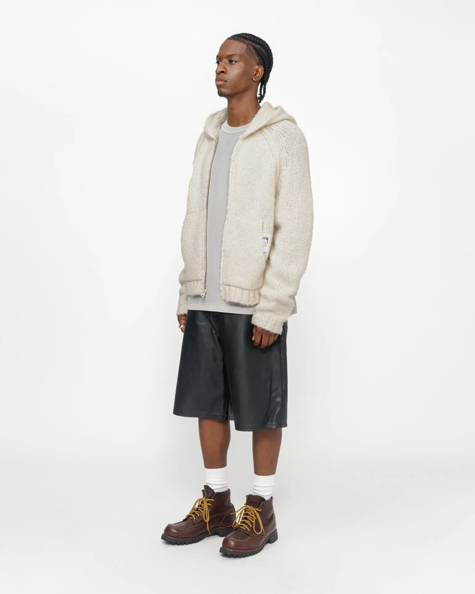 Best Stüssy CHUNKY KNIT ZIP HOODIE Ivory
