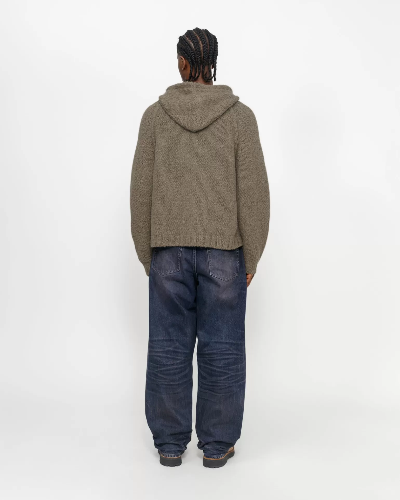 Online Stüssy CHUNKY KNIT ZIP HOODIE Fossil