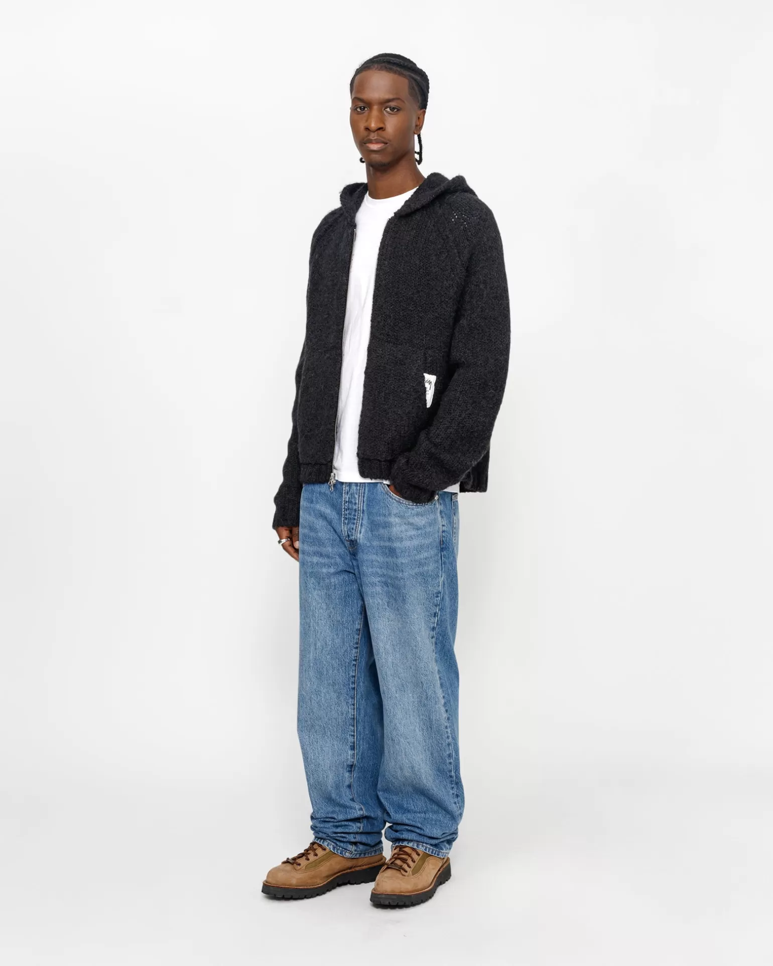 Store Stüssy CHUNKY KNIT ZIP HOODIE Black