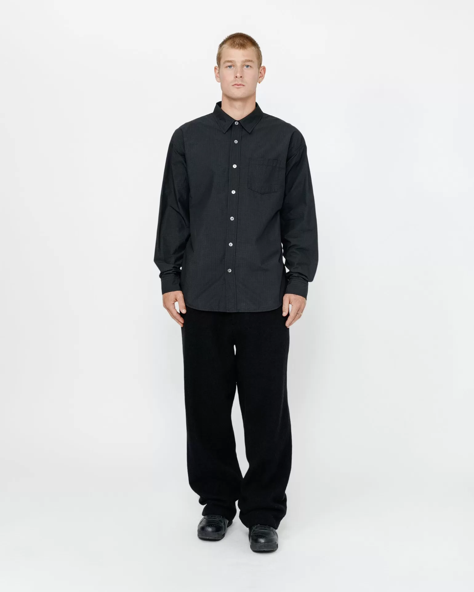 Discount Stüssy CLASSIC LS SHIRT SPRAYED Blue