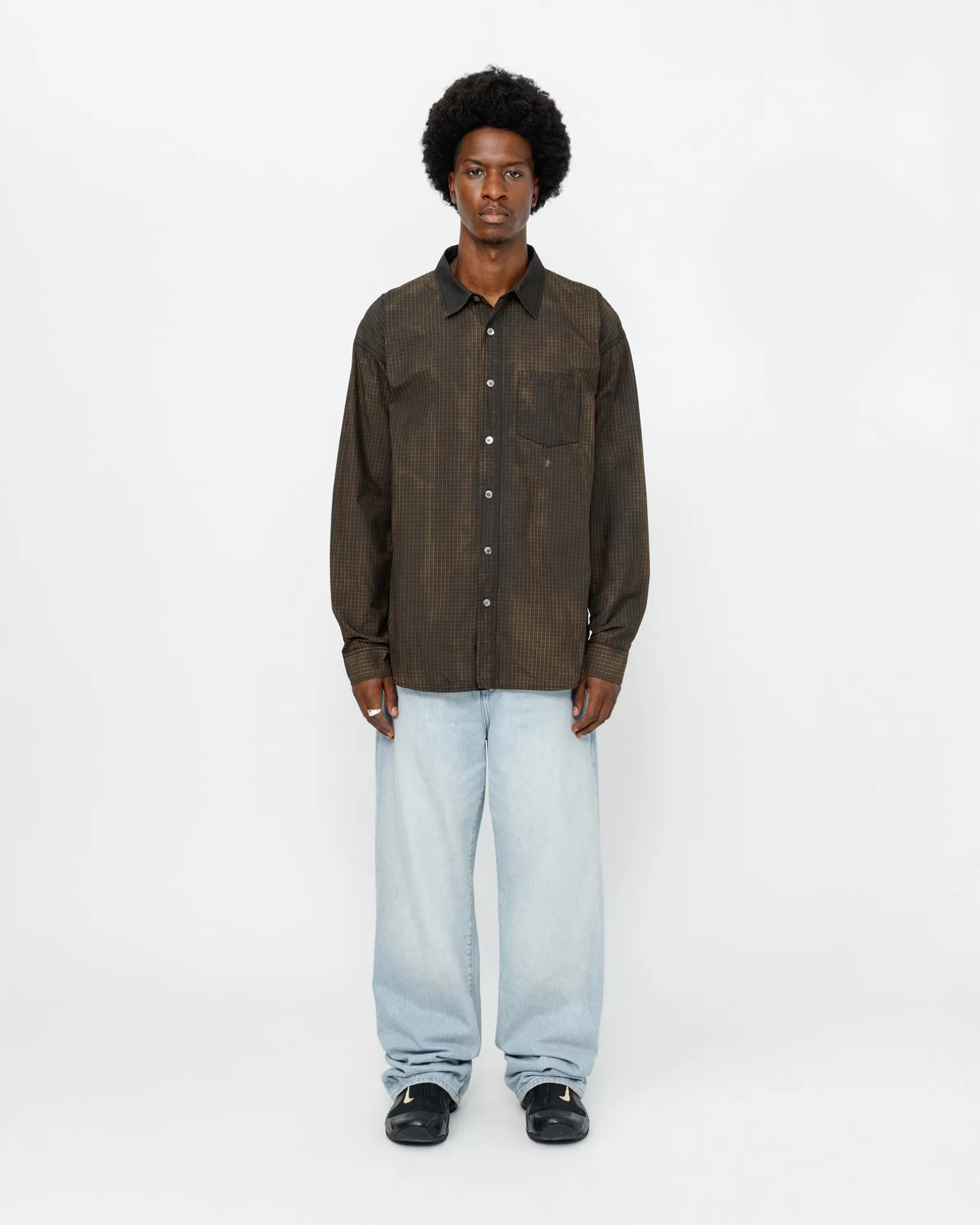 Sale Stüssy CLASSIC LS SHIRT SPRAYED Tan