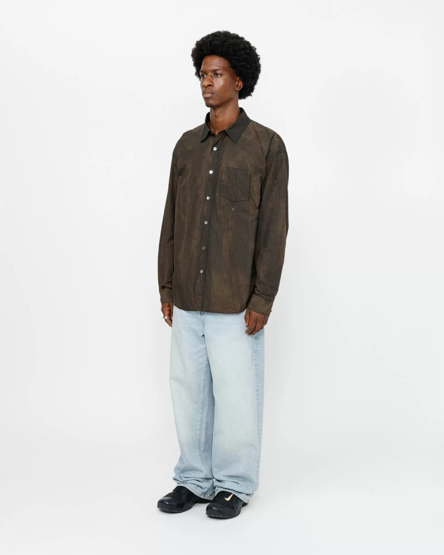 Sale Stüssy CLASSIC LS SHIRT SPRAYED Tan