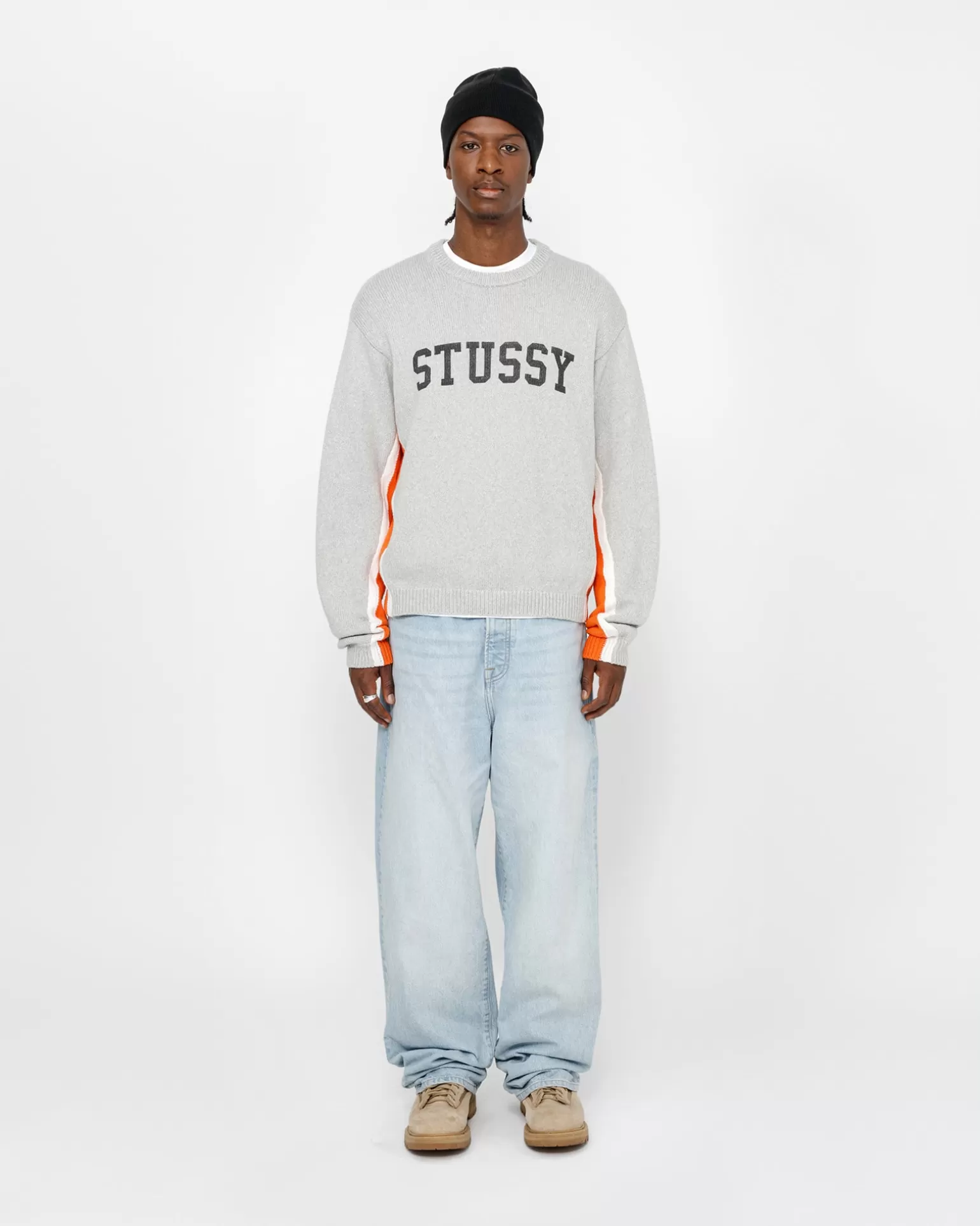 Best Sale Stüssy CONTRAST STRIPE CREW Heather