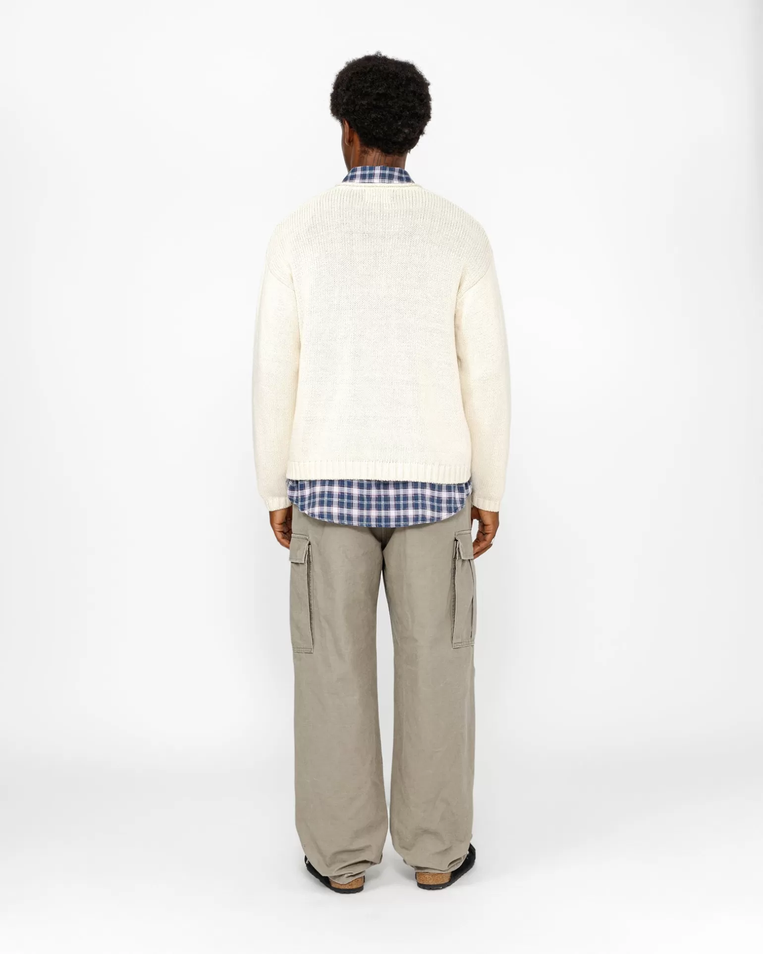 Best Stüssy EMBROIDERED V-NECK LOGO SWEATER Natural