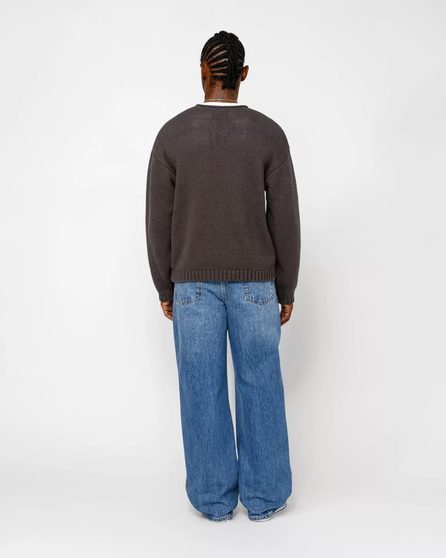 Cheap Stüssy EMBROIDERED V-NECK LOGO SWEATER Brown