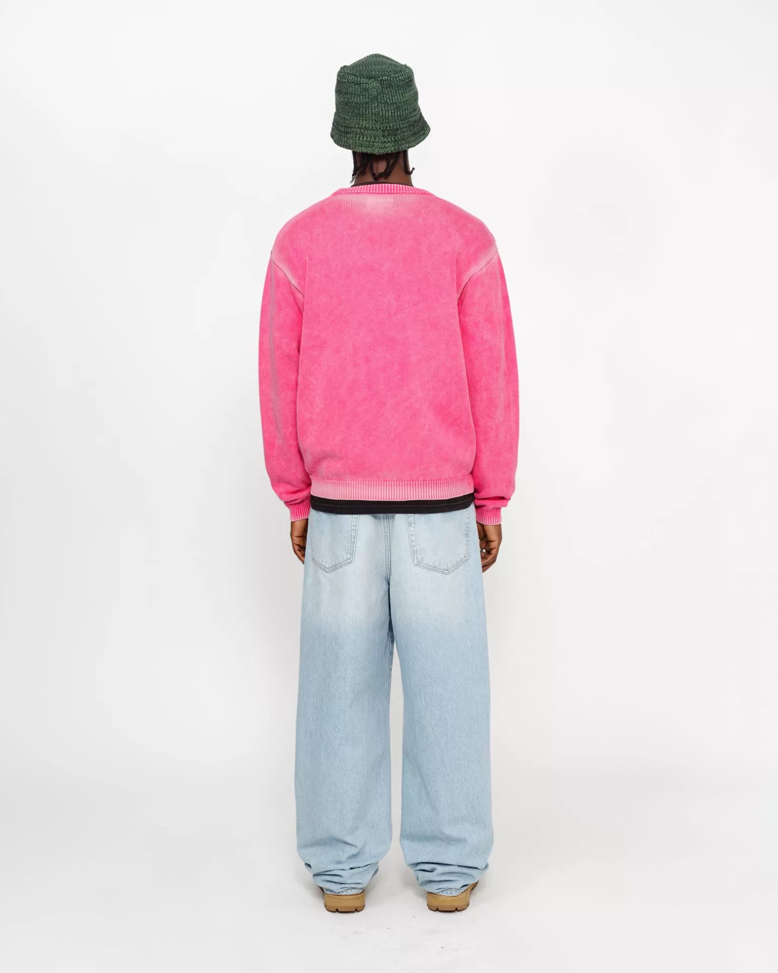 Cheap Stüssy FADED COTTON KNIT CREW Pink