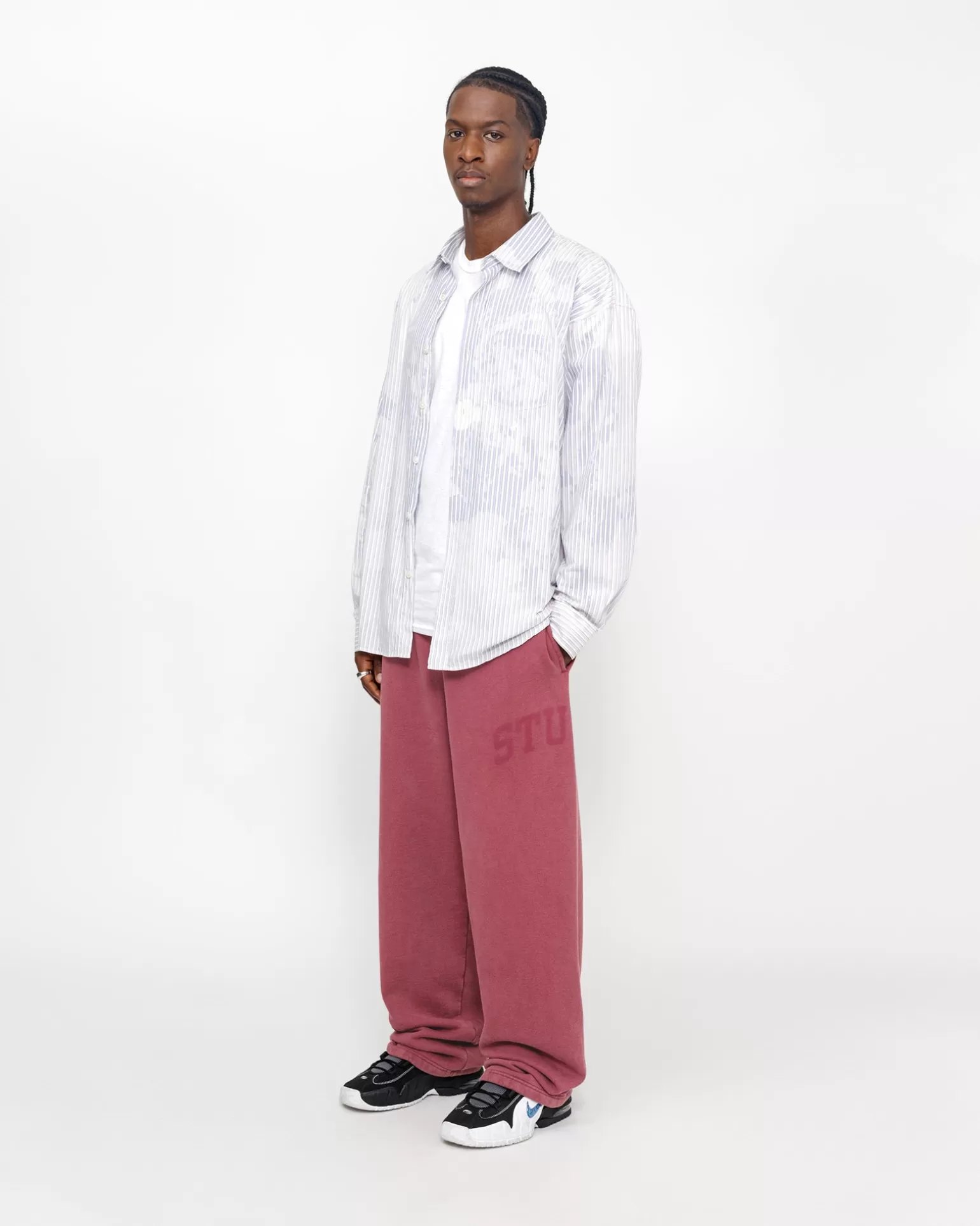 Discount Stüssy FLEECE PANT FADED GRAPHIC Burgundy