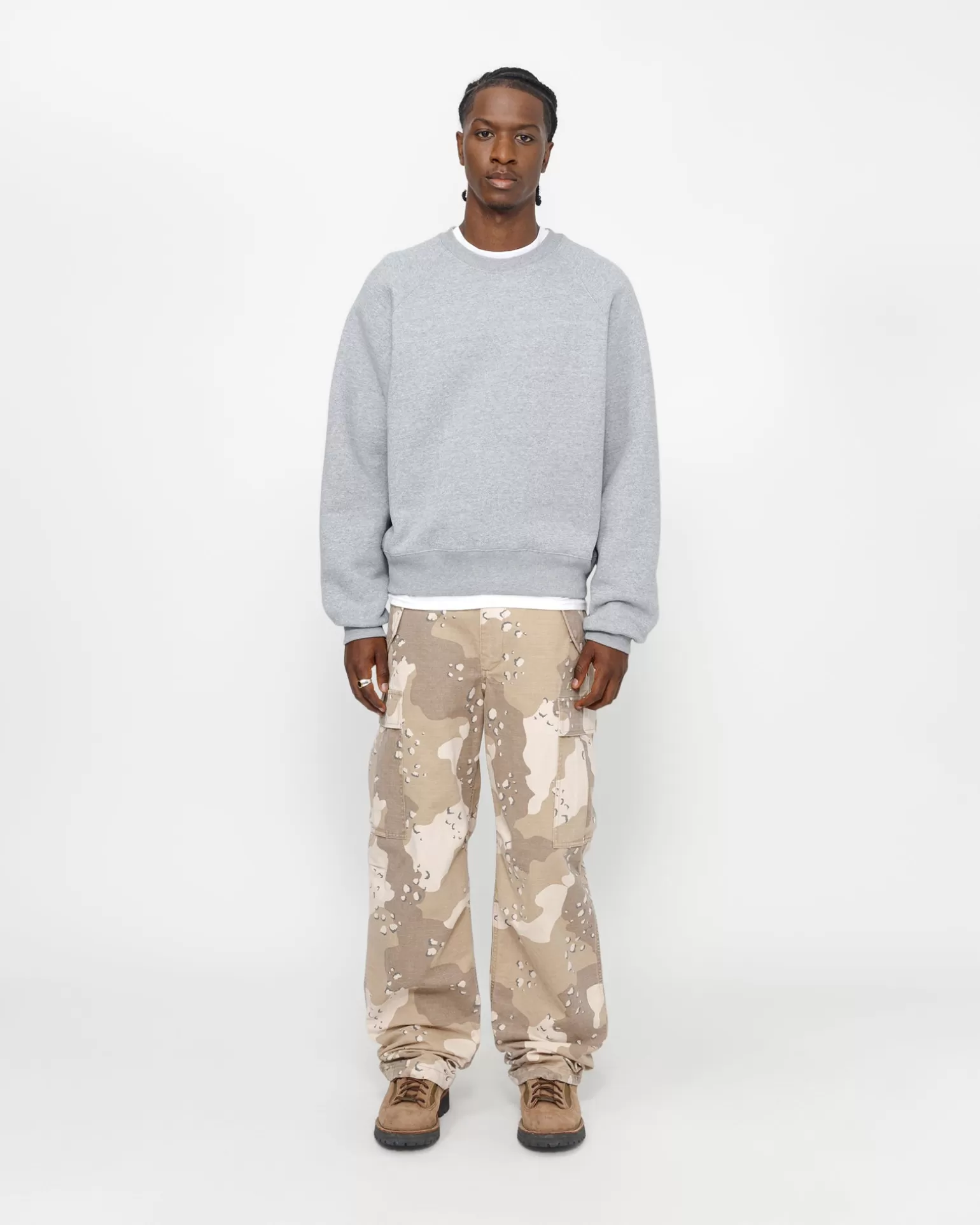 Shop Stüssy FLEECE RAGLAN CREW Grey Heather