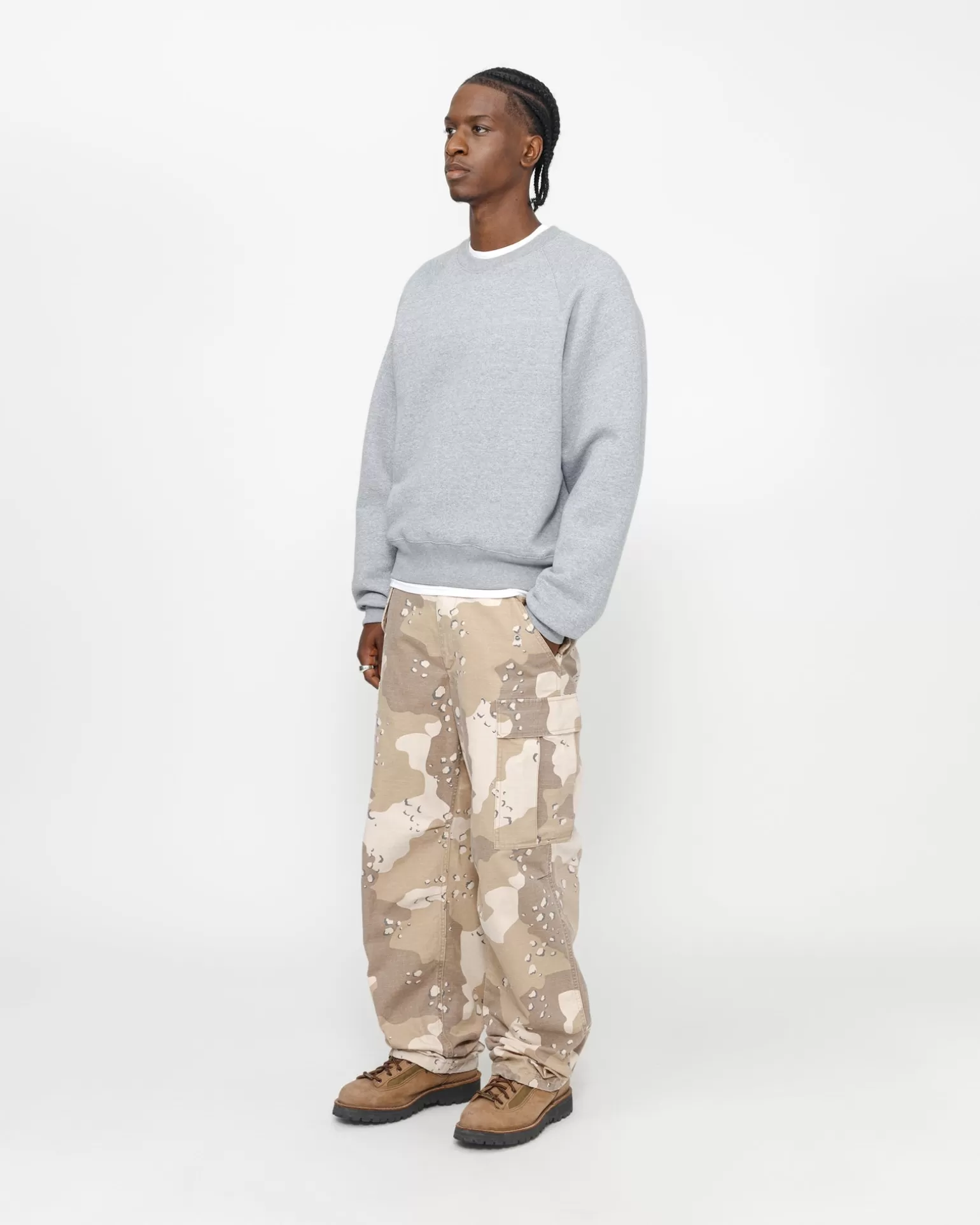 Shop Stüssy FLEECE RAGLAN CREW Grey Heather