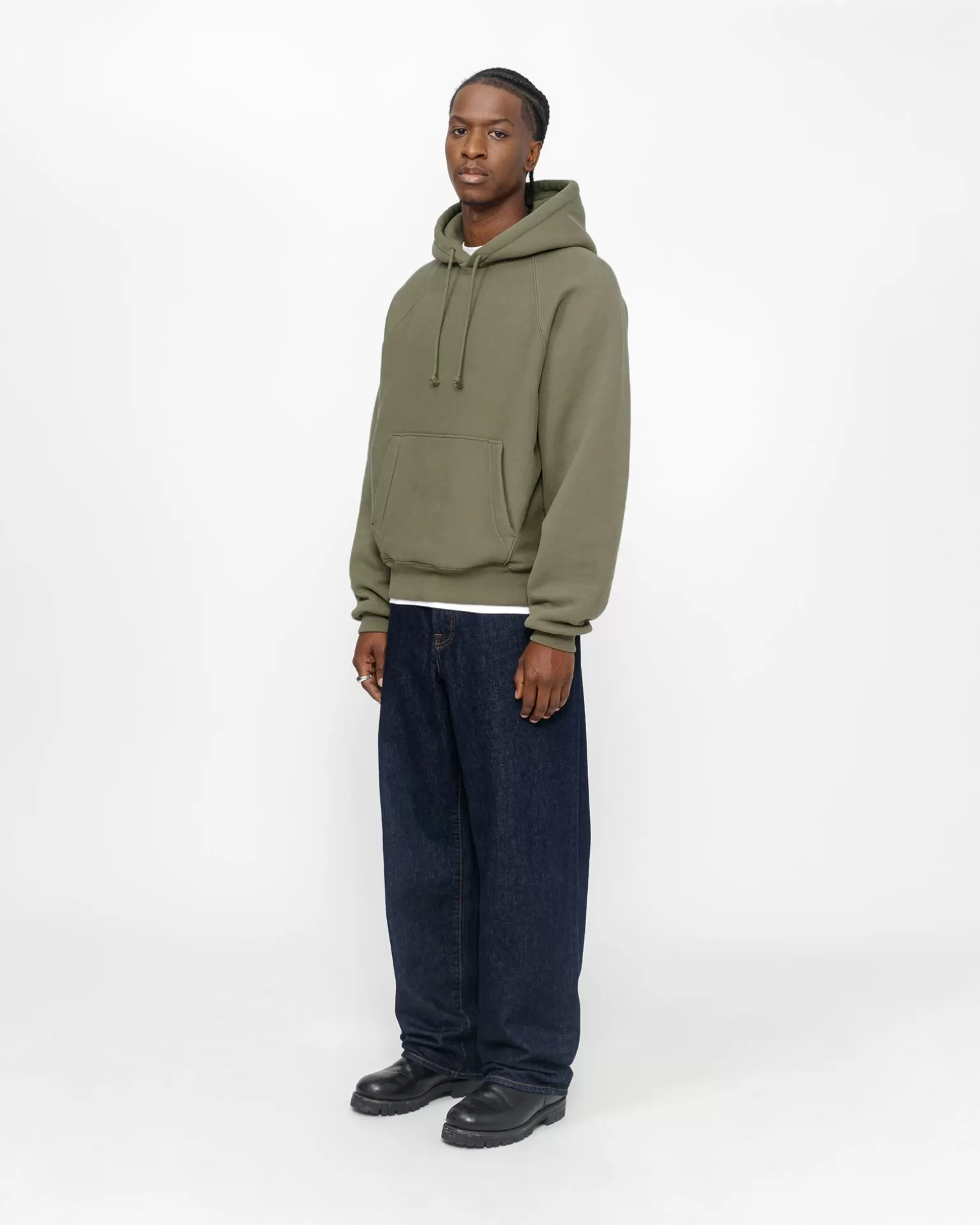 Online Stüssy FLEECE RAGLAN HOODIE Olive