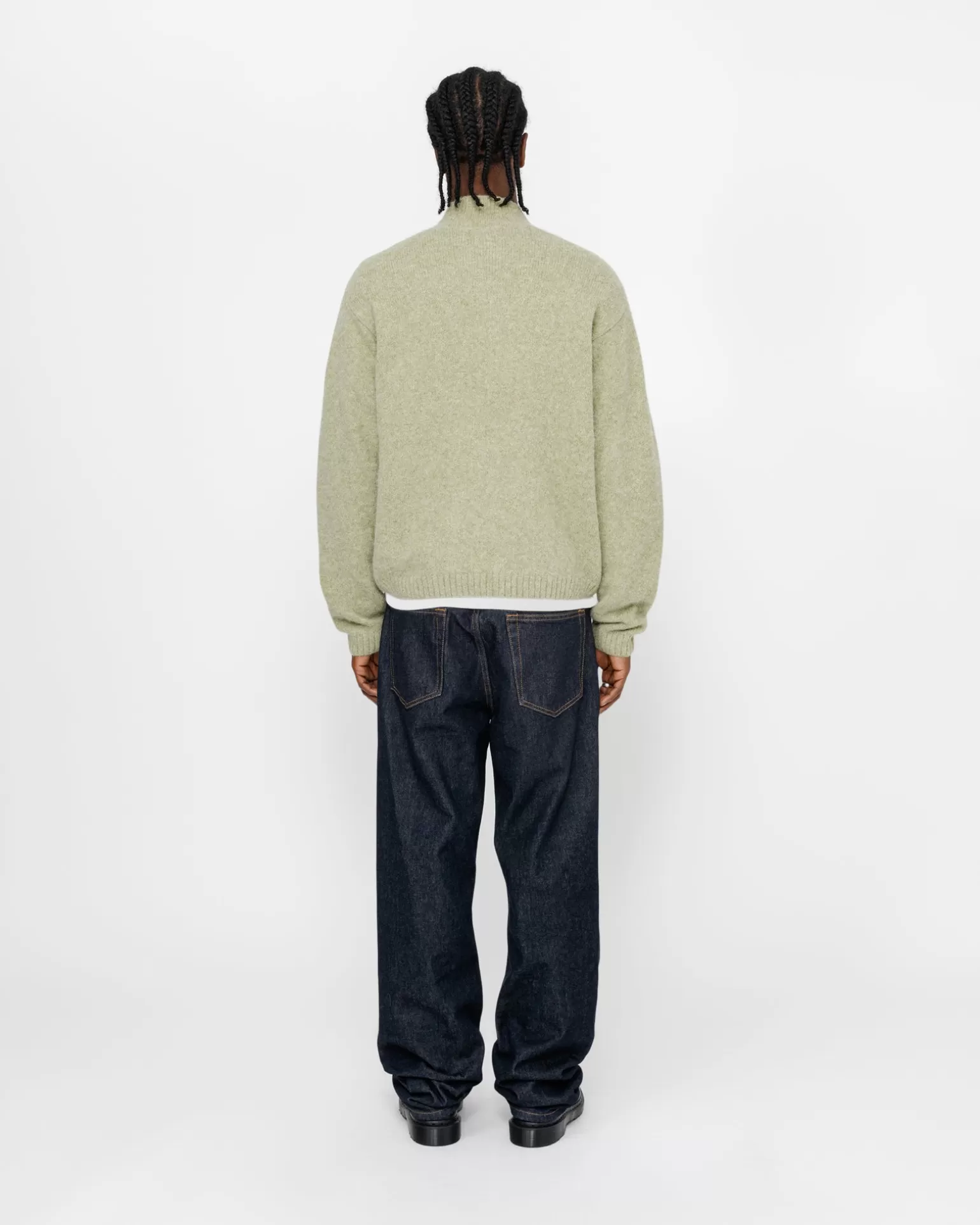 Discount Stüssy FULL ZIP BRUSHED MERINO SWEATER Sage