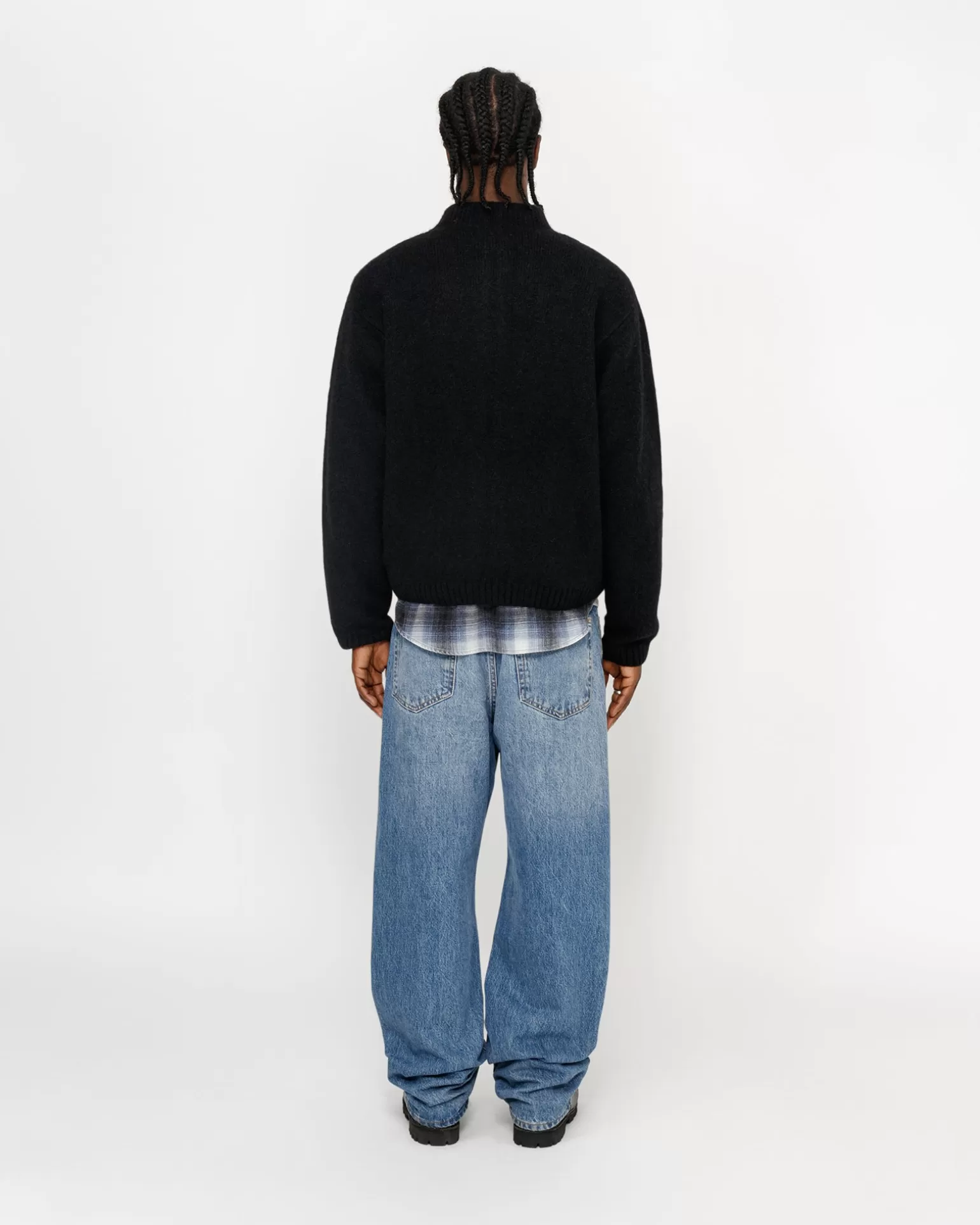 Clearance Stüssy FULL ZIP BRUSHED MERINO SWEATER Black