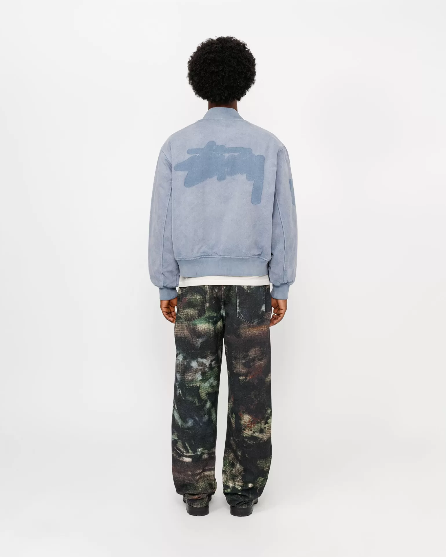Cheap Stüssy GHOST LOGO CANVAS VARSITY JACKET Blue