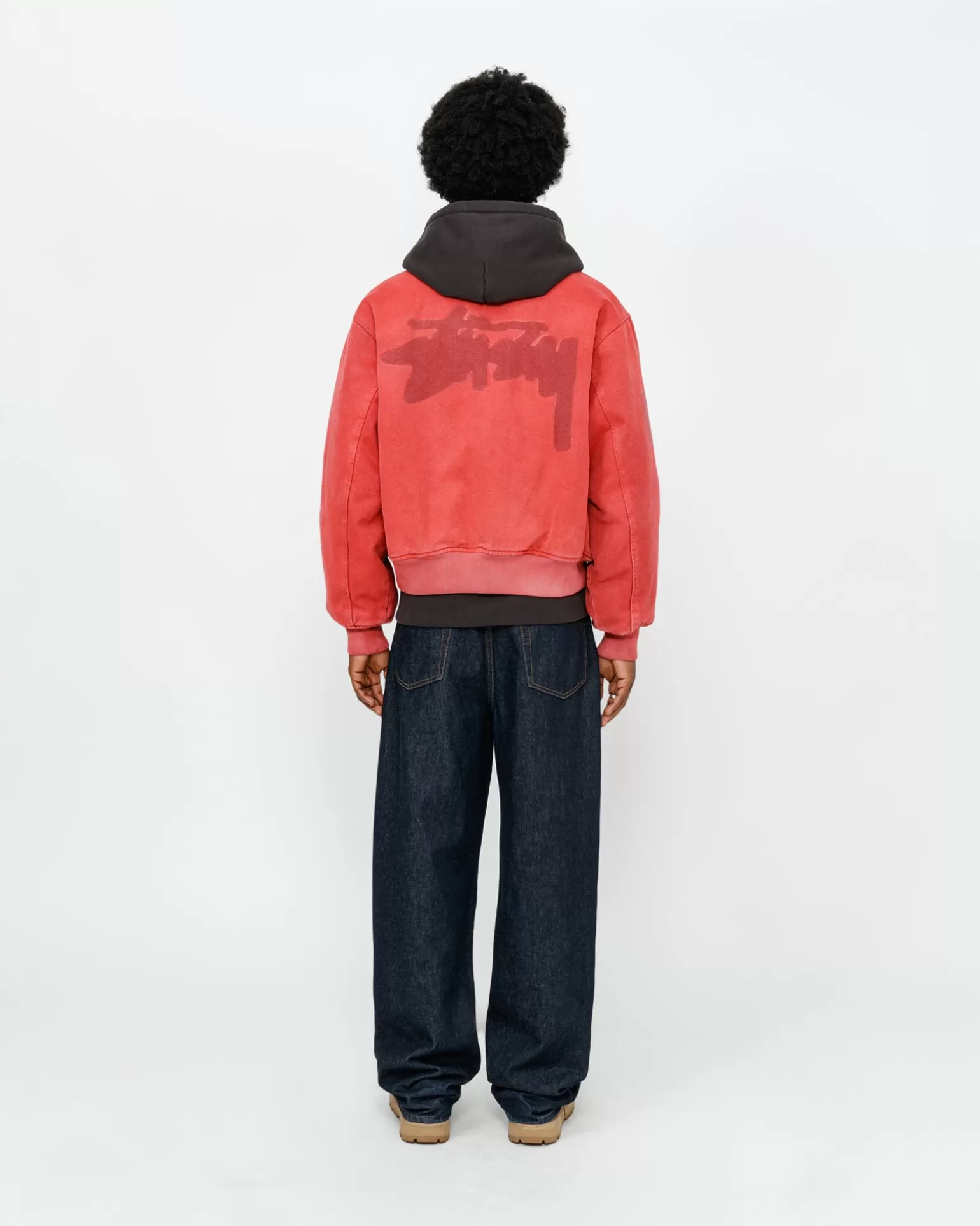 Online Stüssy GHOST LOGO CANVAS VARSITY JACKET Red