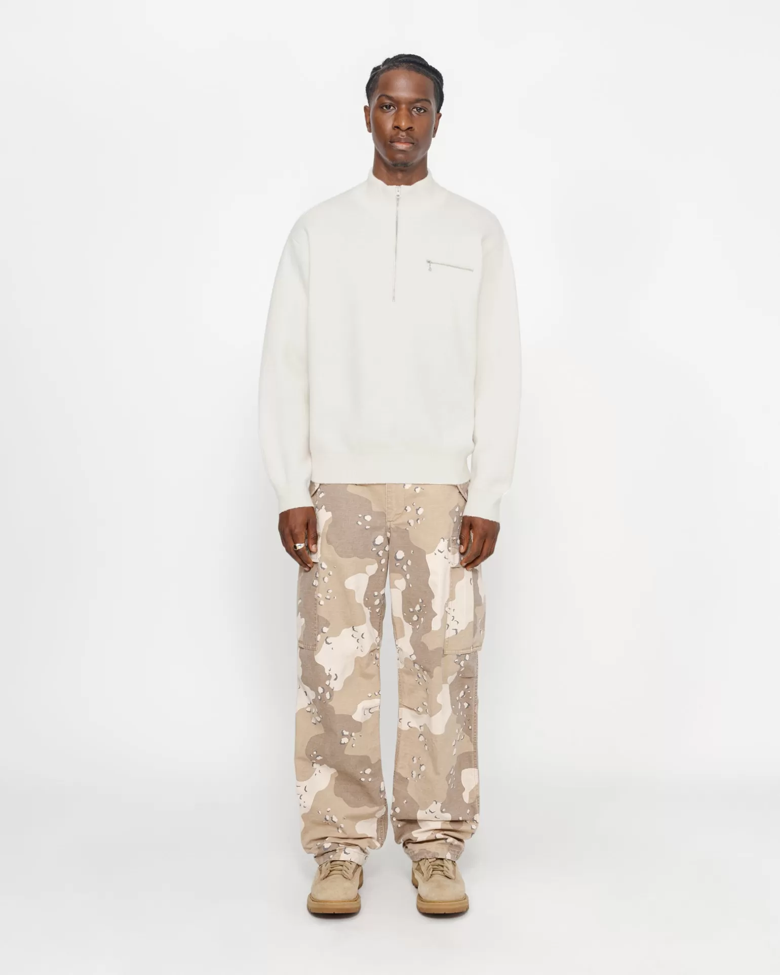 Cheap Stüssy HALF ZIP MOCK NECK SWEATER Ivory