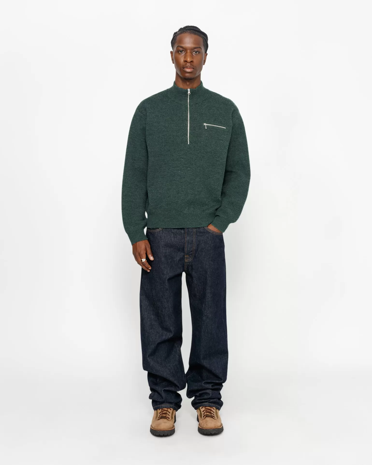 Flash Sale Stüssy HALF ZIP MOCK NECK SWEATER Dark Green