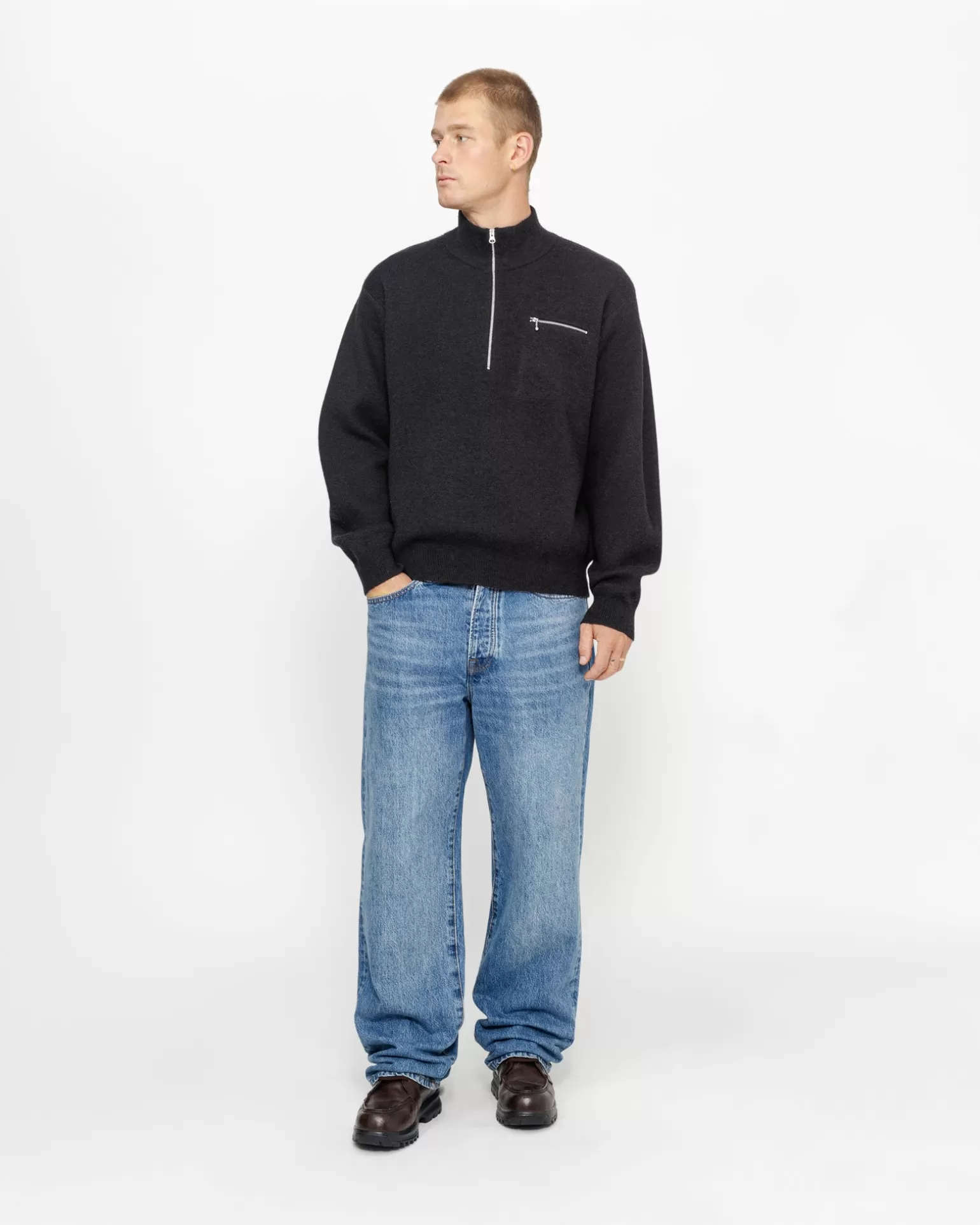 Flash Sale Stüssy HALF ZIP MOCK NECK SWEATER Black