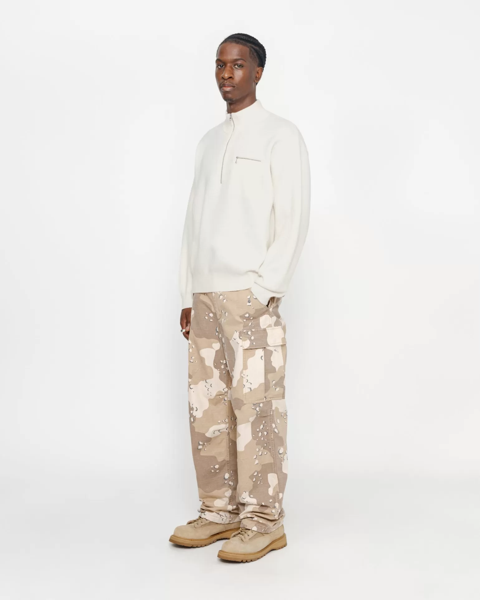 Cheap Stüssy HALF ZIP MOCK NECK SWEATER Ivory