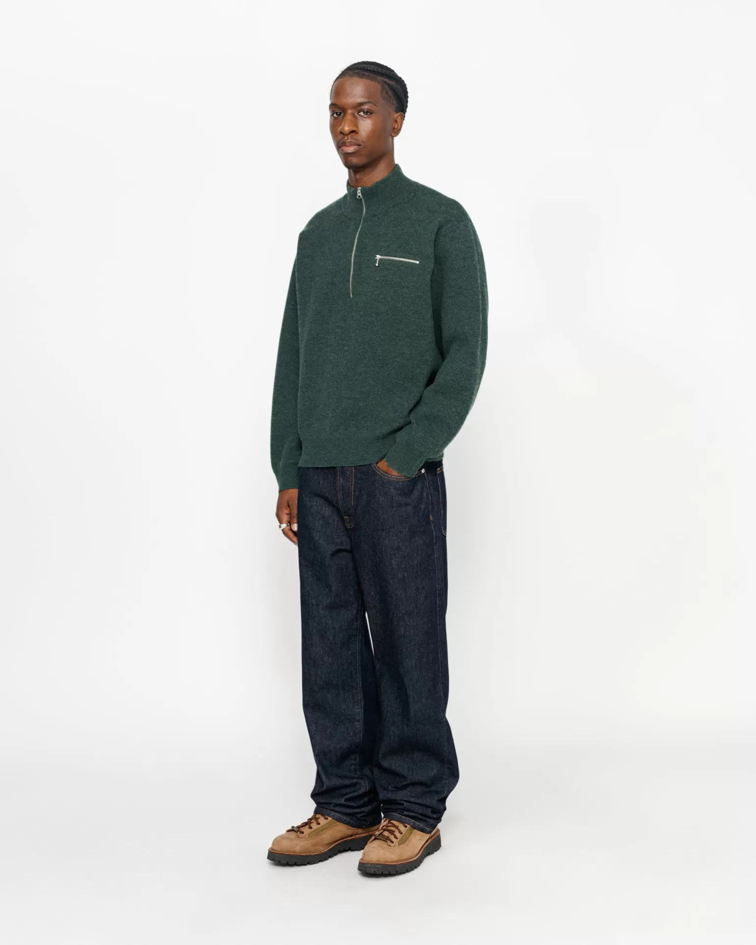 Flash Sale Stüssy HALF ZIP MOCK NECK SWEATER Dark Green