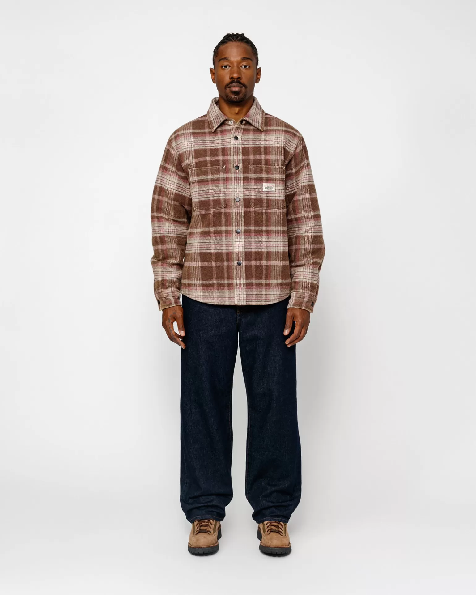 Clearance Stüssy HEAVY WASHED PLAID SHIRT Brown