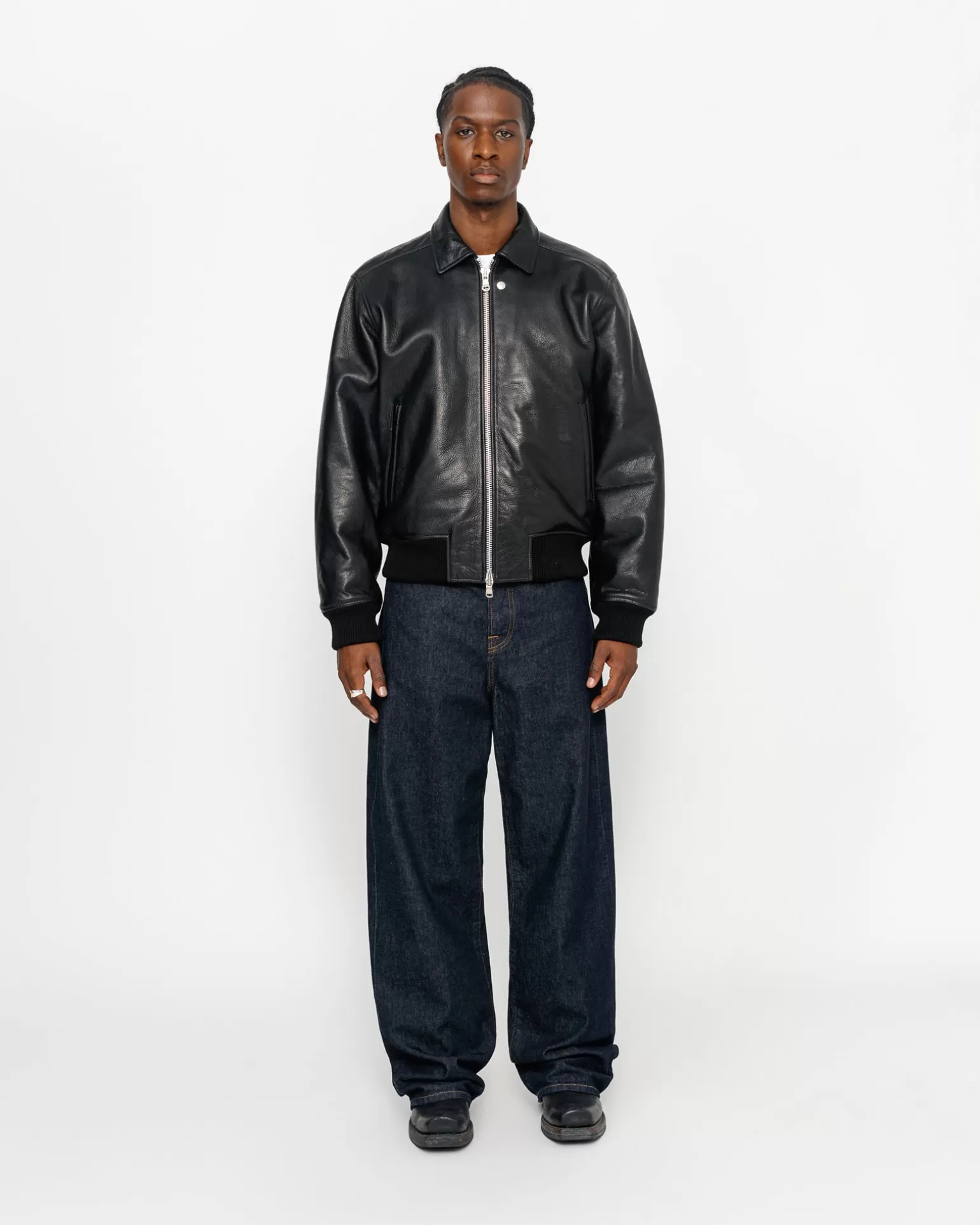 Best Stüssy LEATHER FLIGHT JACKET Black