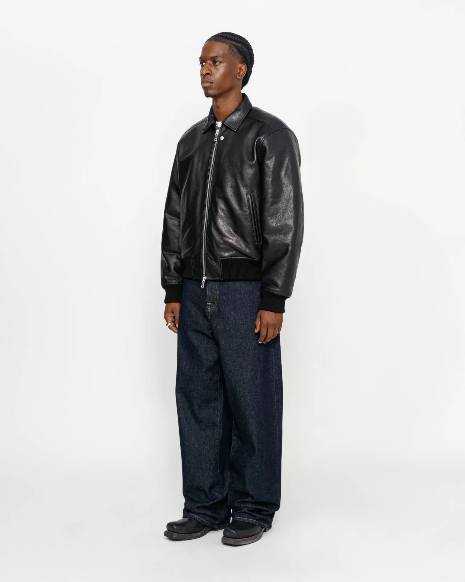 Best Stüssy LEATHER FLIGHT JACKET Black