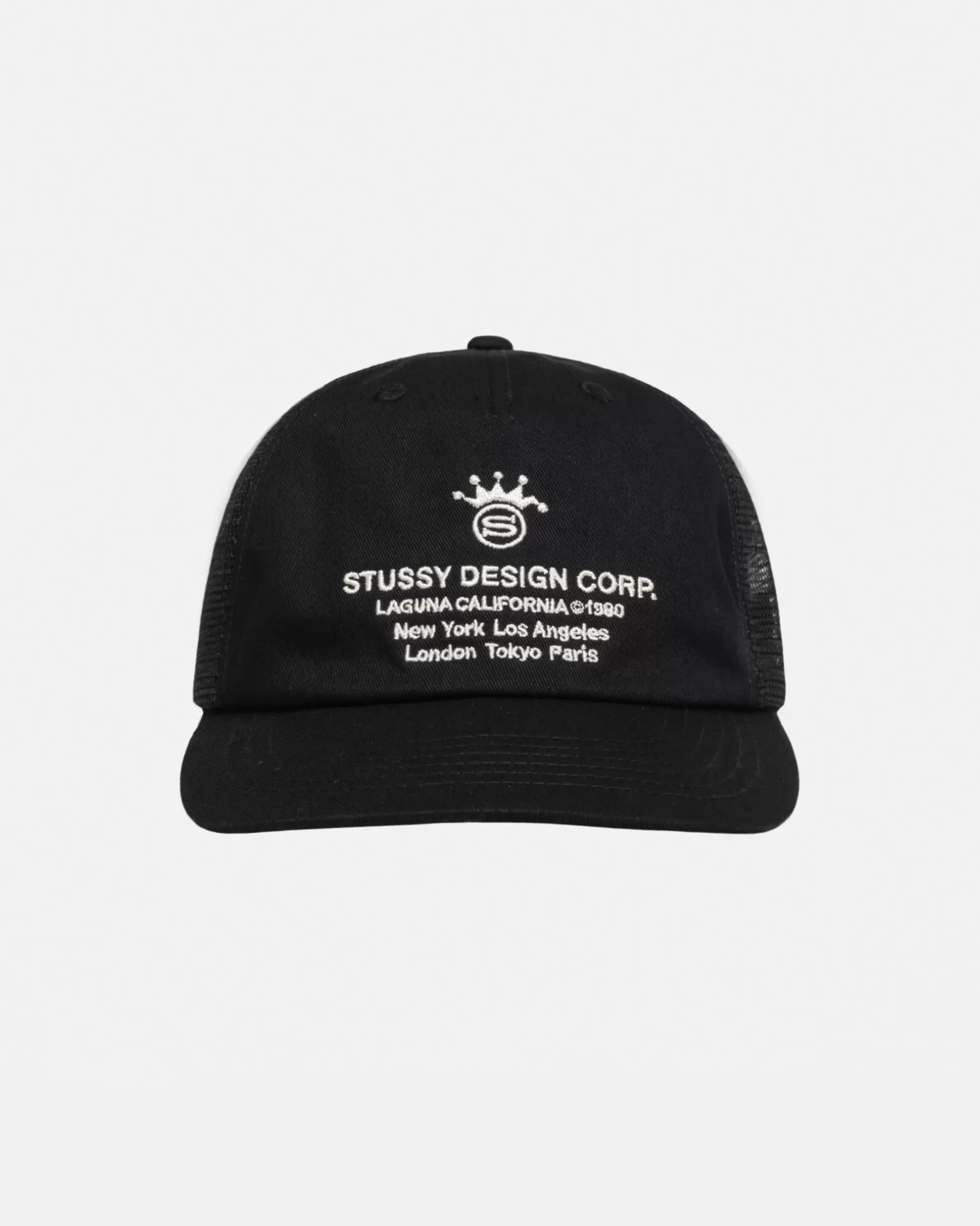 Best Stüssy LOW PROFILE DESIGN CORP TRUCKER SNAPBACK Black