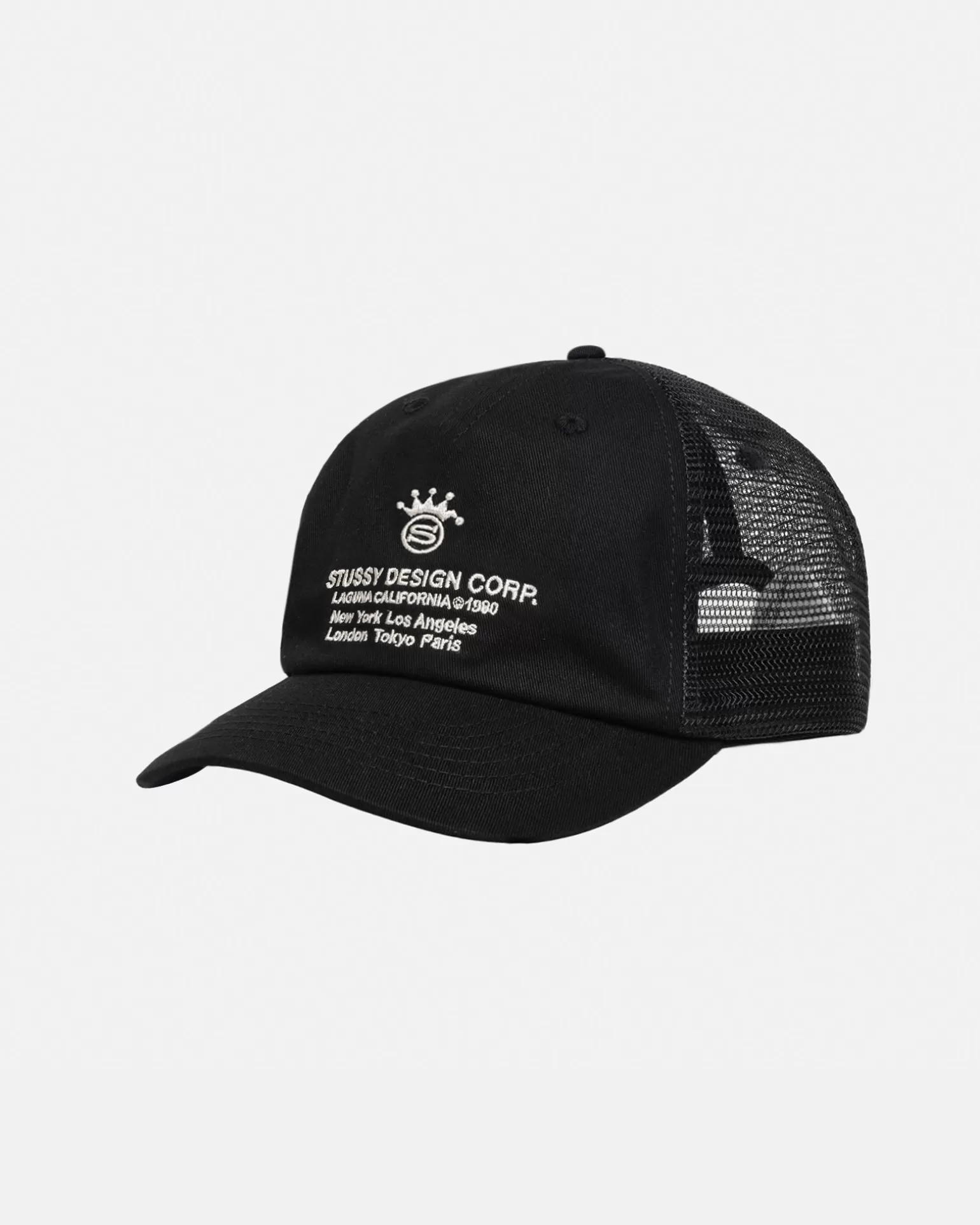 Best Stüssy LOW PROFILE DESIGN CORP TRUCKER SNAPBACK Black