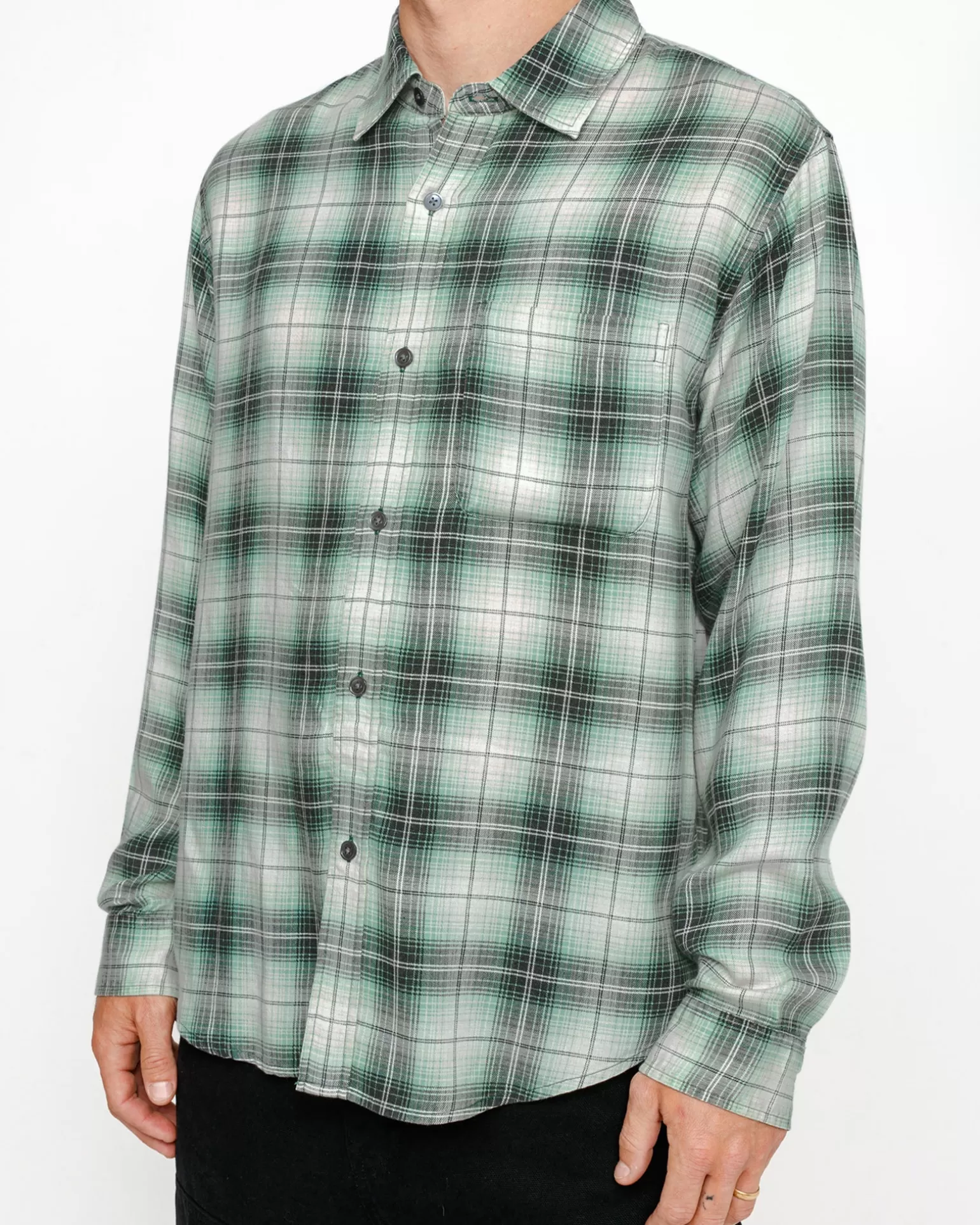 New Stüssy MATTHEW SHIRT LG PRINTED PLAID Green