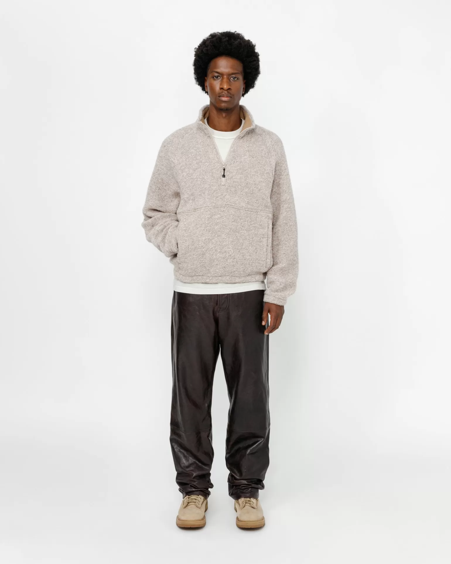 Outlet Stüssy NEW CLASSIC JEAN LEATHER Dark Brown