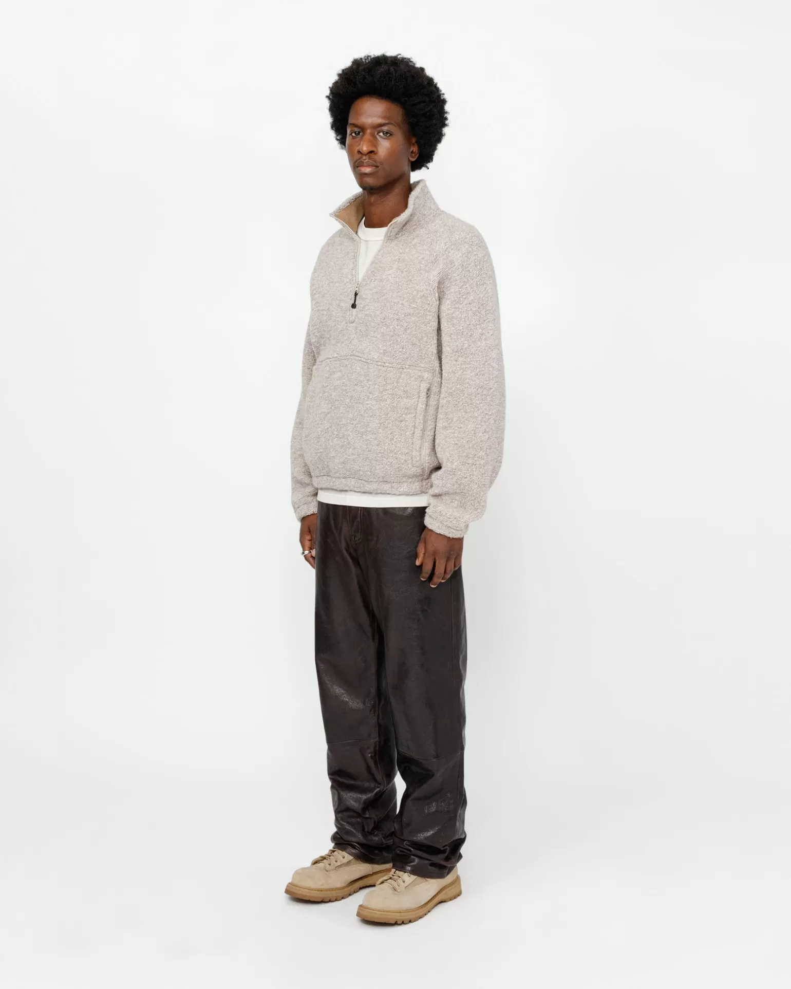 Outlet Stüssy NEW CLASSIC JEAN LEATHER Dark Brown