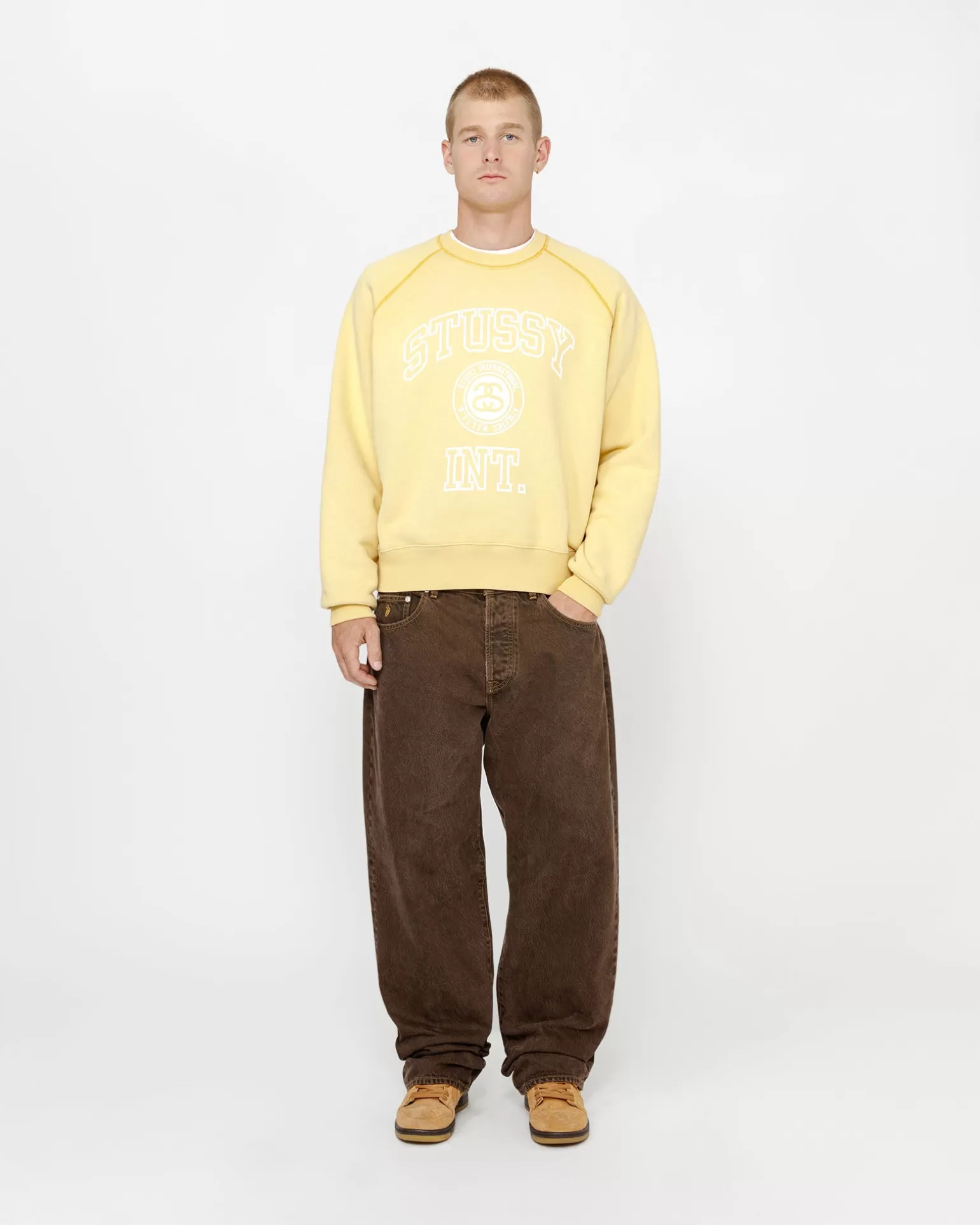 Hot Stüssy OVERLOCK VARSITY RAGLAN CREW Honey