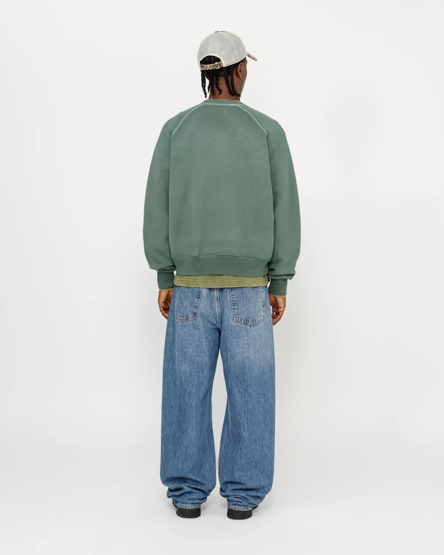 Shop Stüssy OVERLOCK VARSITY RAGLAN CREW Pine