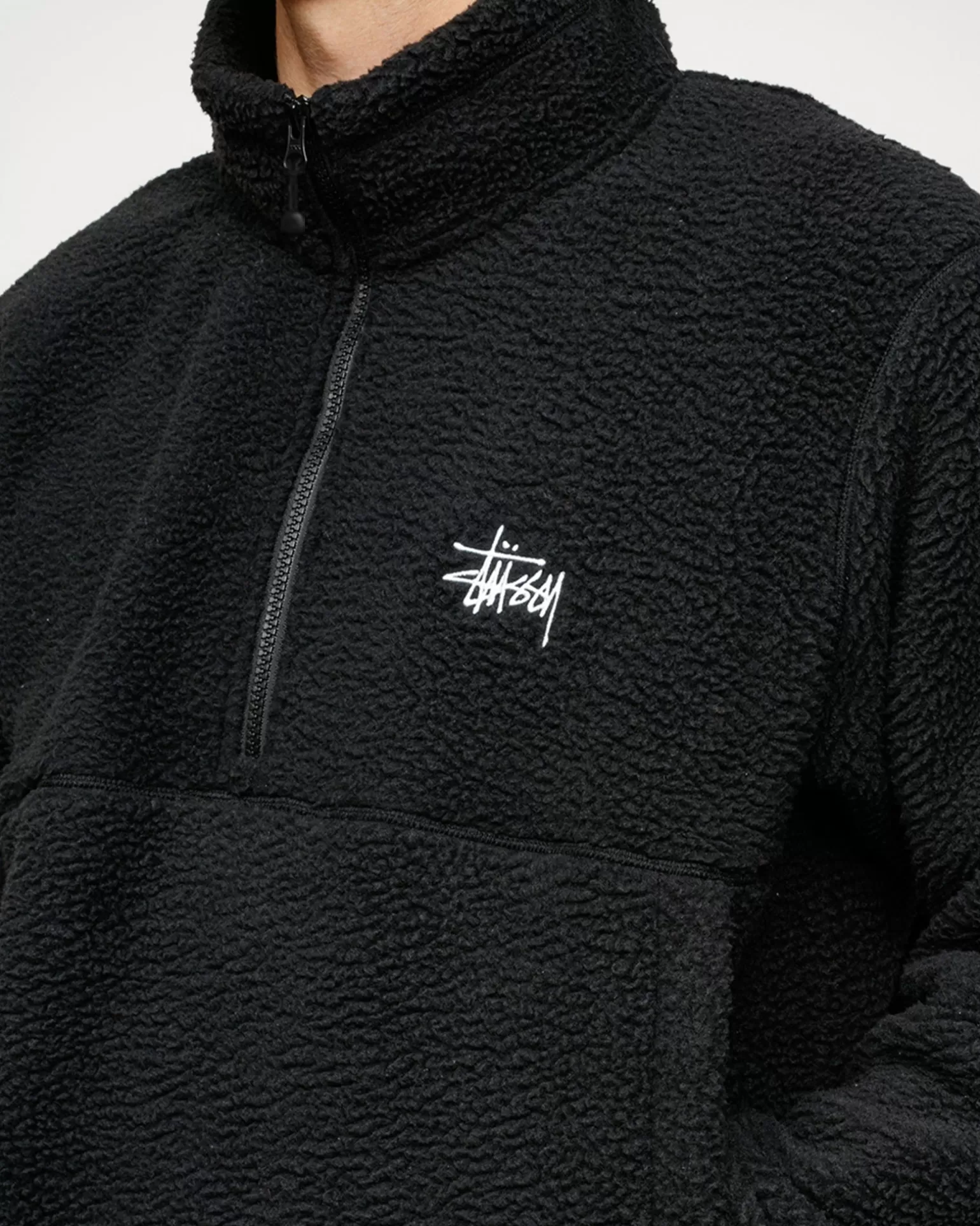 Hot Stüssy POLAR FLEECE HALF ZIP MOCK NECK Black